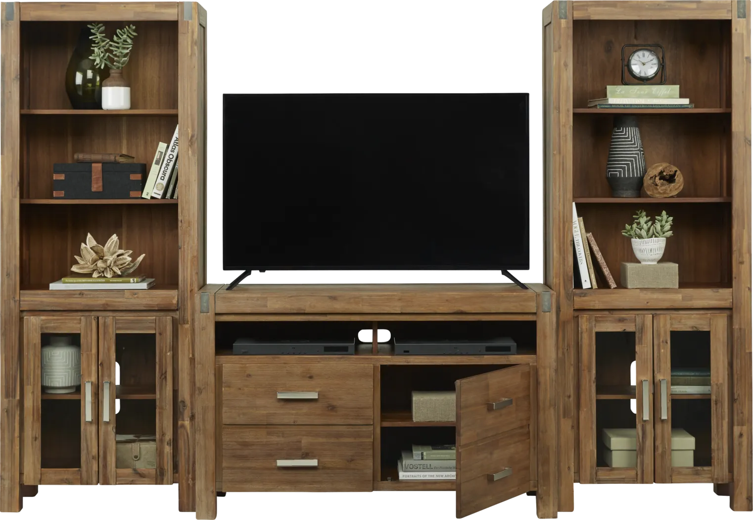 Hidden Springs II Tan 3 Pc Wall Unit with 50 in. Console - Thumbnail - Image 2