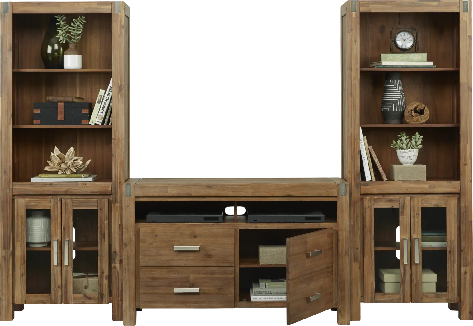 Hidden Springs II Tan 3 Pc Wall Unit with 50 in. Console - Thumbnail - Image 4