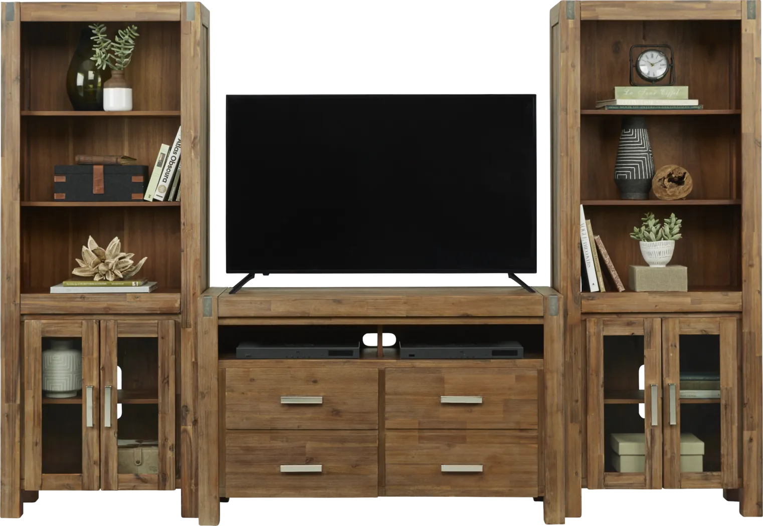 Hidden Springs II Tan 3 Pc Wall Unit with 50 in. Console - Thumbnail - Image 1