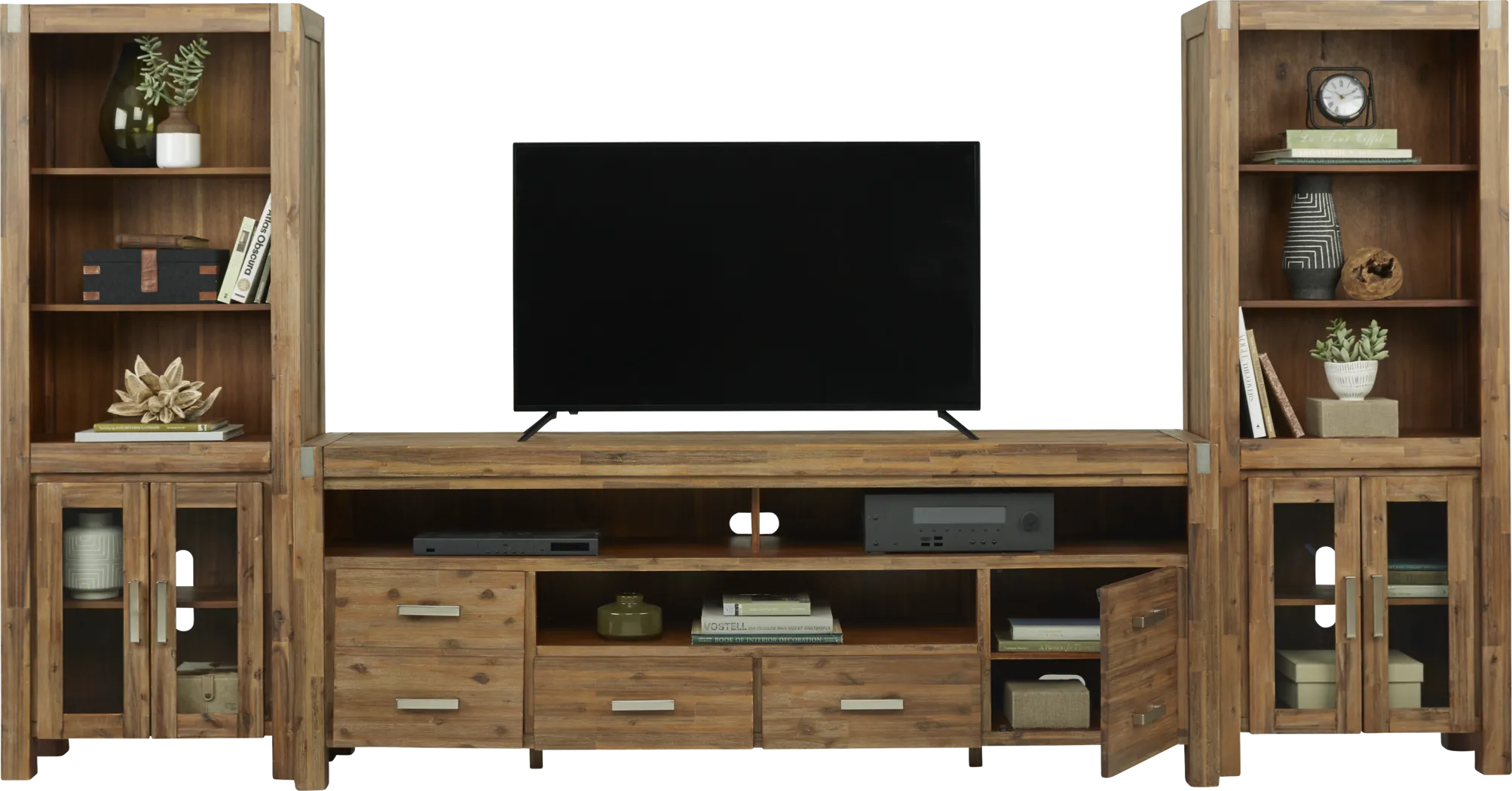 Hidden Springs II Tan 3 Pc Wall Unit with 84 in. Console - Thumbnail - Image 2