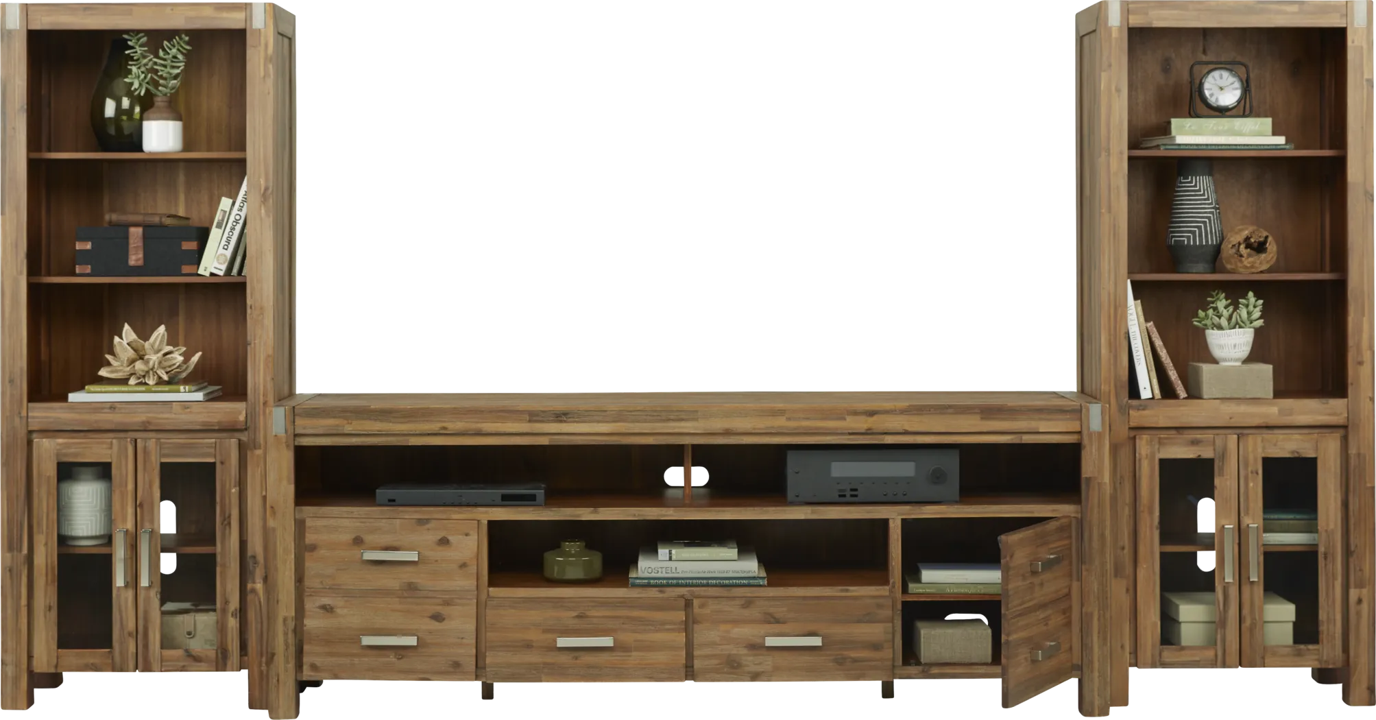 Hidden Springs II Tan 3 Pc Wall Unit with 84 in. Console - Thumbnail - Image 4