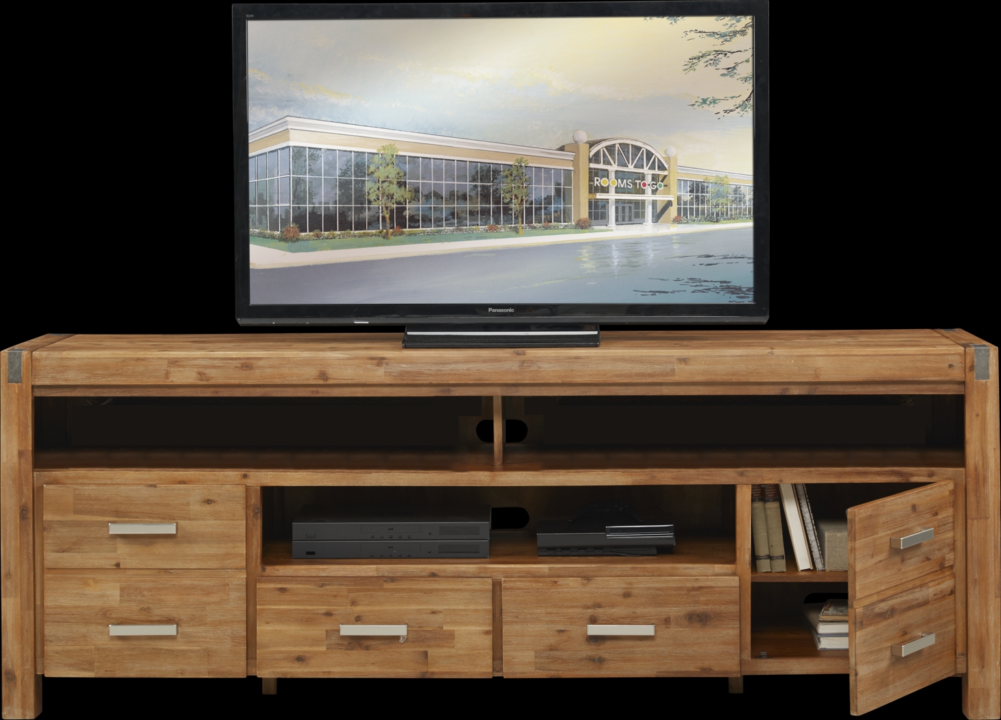 Hidden Springs II Tan 84 in. Flat Screen Console - Thumbnail - Image 2