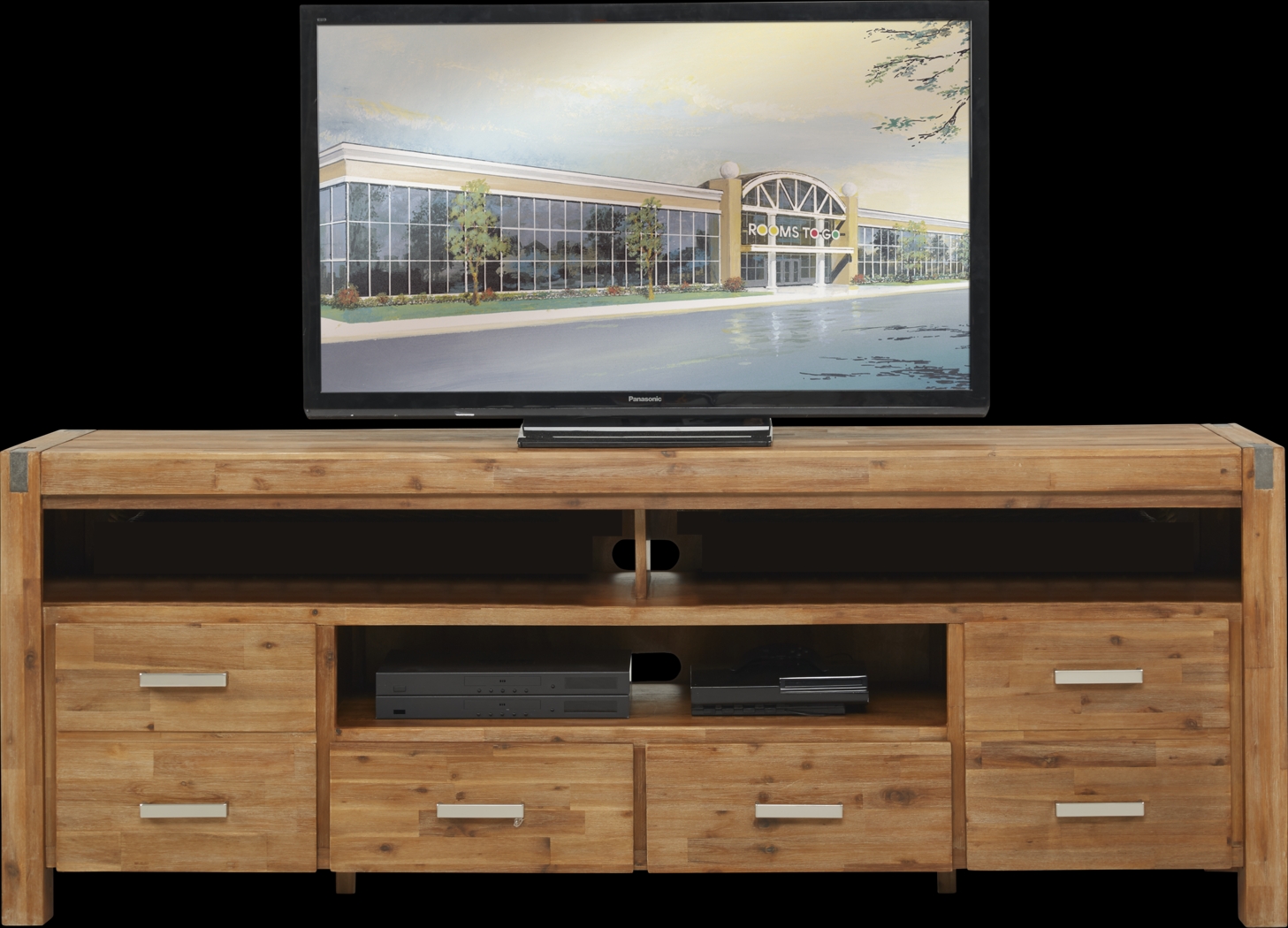 Hidden Springs II Tan 84 in. Flat Screen Console - Thumbnail - Image 1