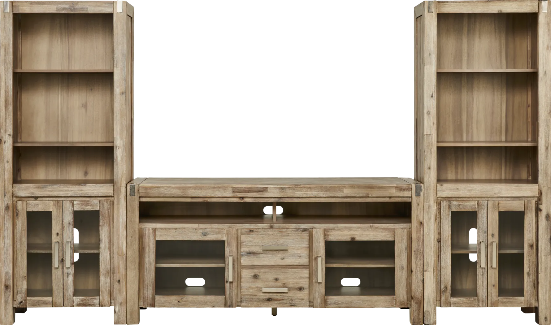 Hidden Springs II Natural 3 Pc Wall Unit with 66 in. Console - Thumbnail - Image 1