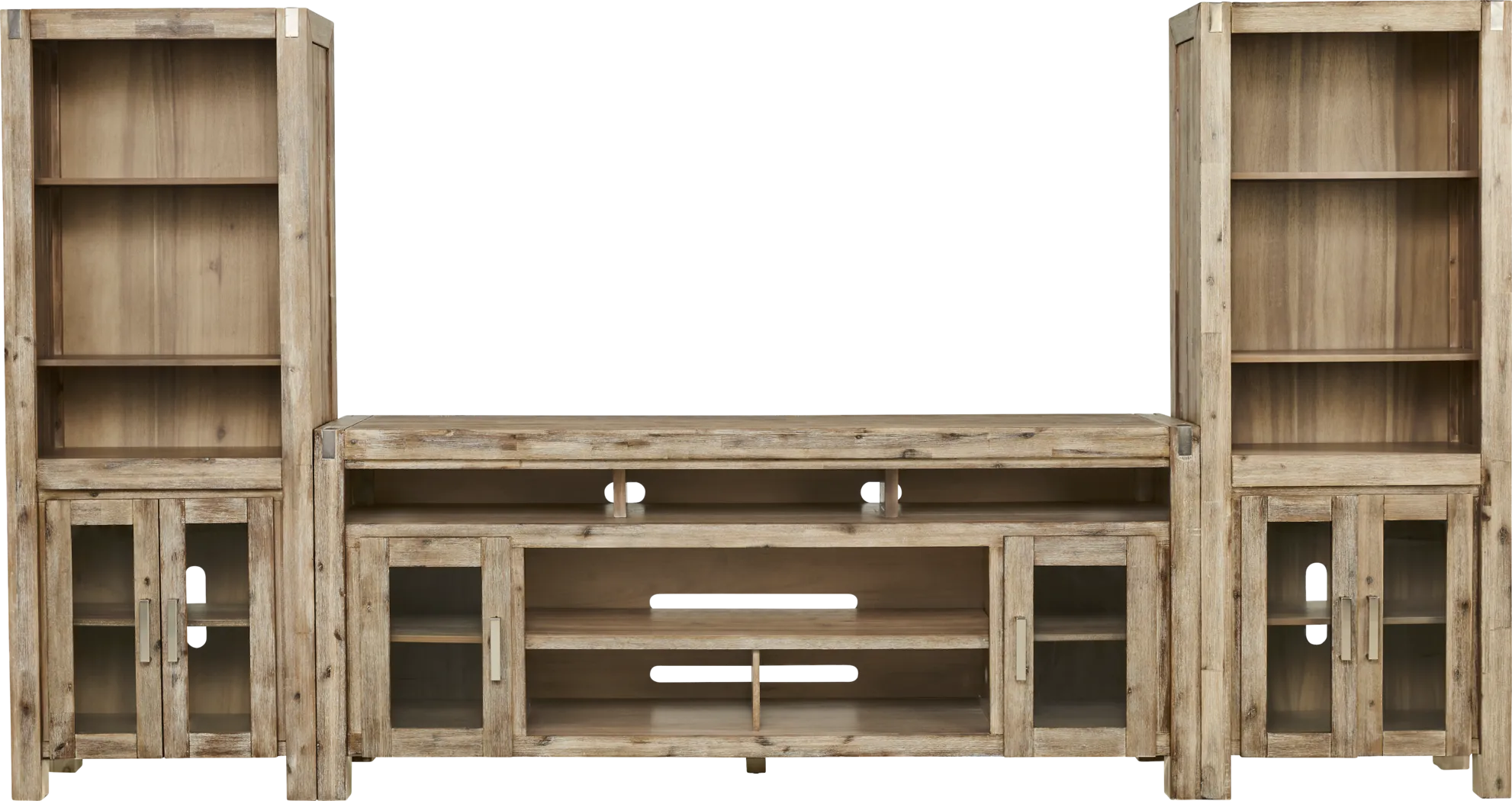 Hidden Springs II Natural 3 Pc Wall Unit with 80 in. Console - Thumbnail - Image 1