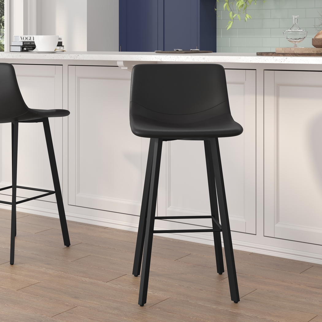 Hiefield Black Barstool, Set of 2 - Thumbnail - Image 2