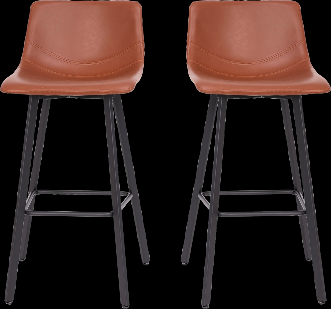 Hiefield Cognac Barstool, Set of 2 - Thumbnail - Image 1
