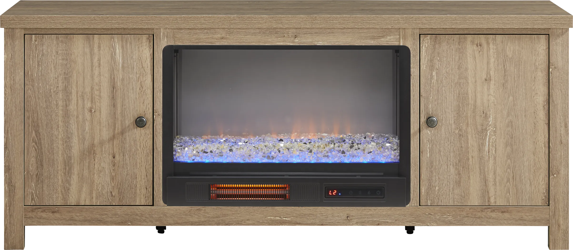 High Mountain Natural 66 in. Console with Electric Fireplace - Thumbnail - Image 1