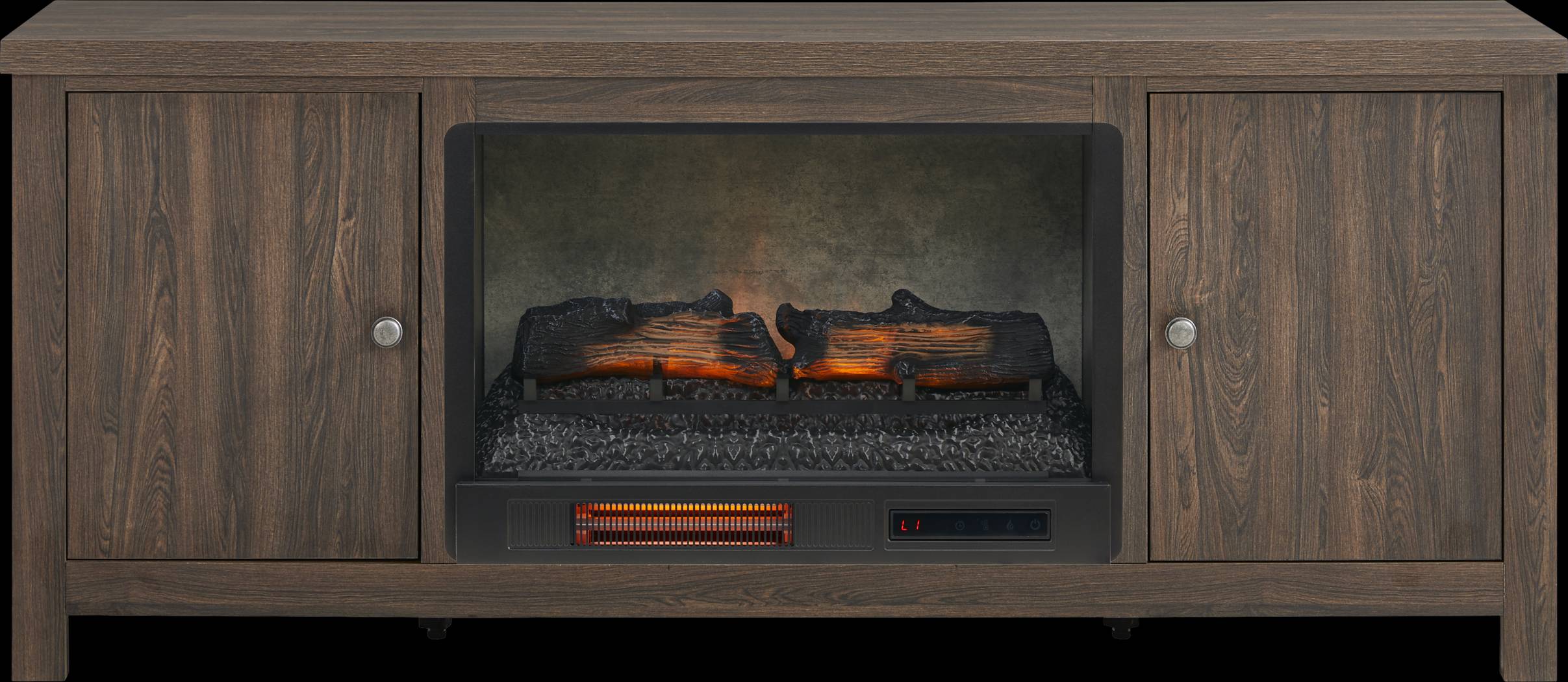 High Mountain Natural 66 in. Console with Electric Log Fireplace - Thumbnail - Image 1