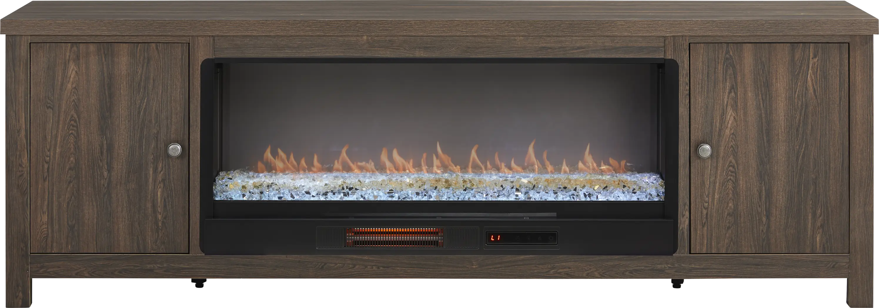 High Mountain Natural 82 in. Console with Electric Fireplace - Thumbnail - Image 1