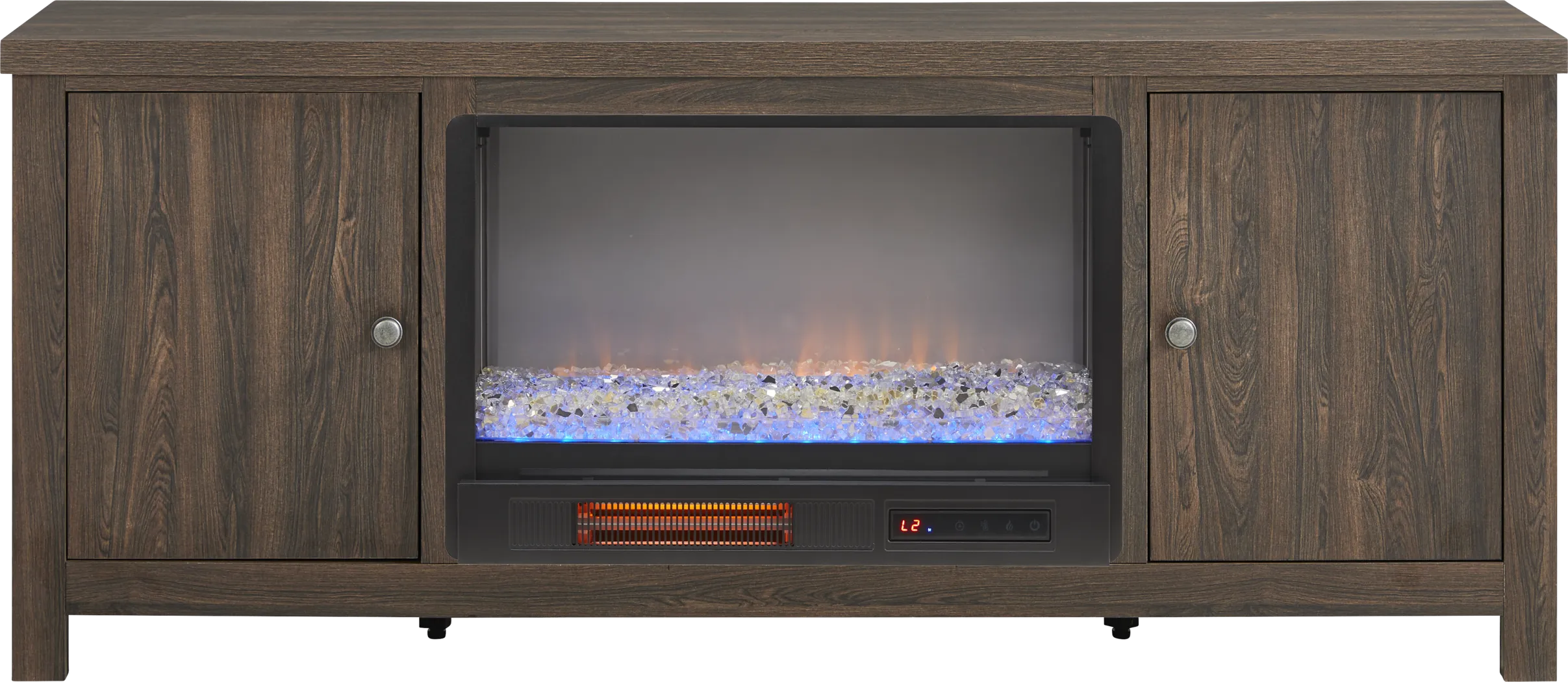 High Mountain Oak Finish 66 in. Console with Electric Fireplace - Thumbnail - Image 1