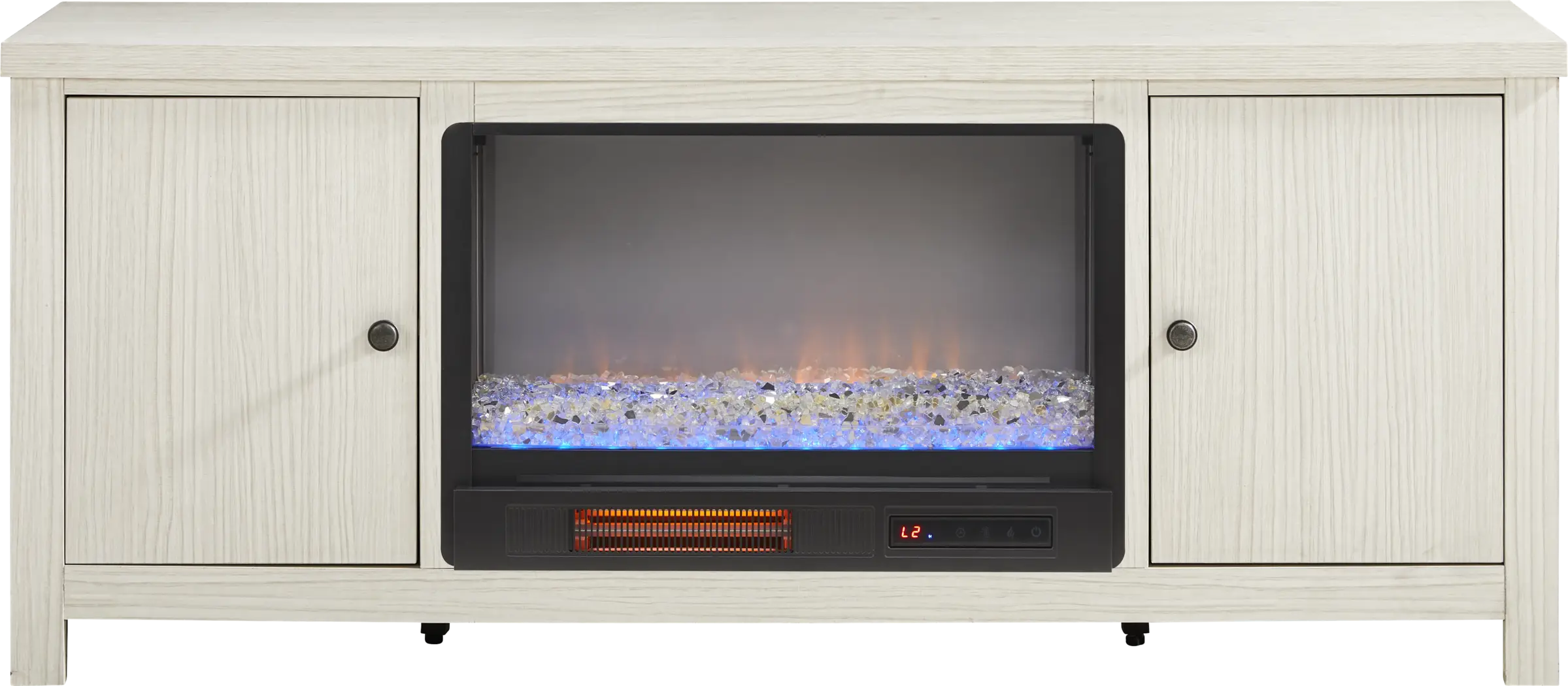 High Mountain White 66 in. Console with Electric Fireplace - Thumbnail - Image 1