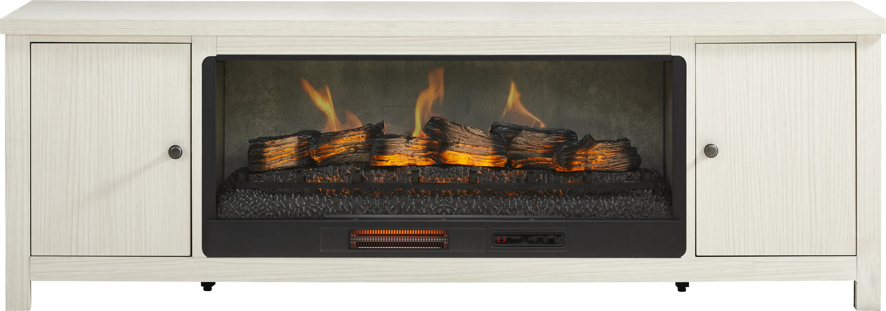 High Mountain White 82 in. Console with Electric Log Fireplace - Thumbnail - Image 1