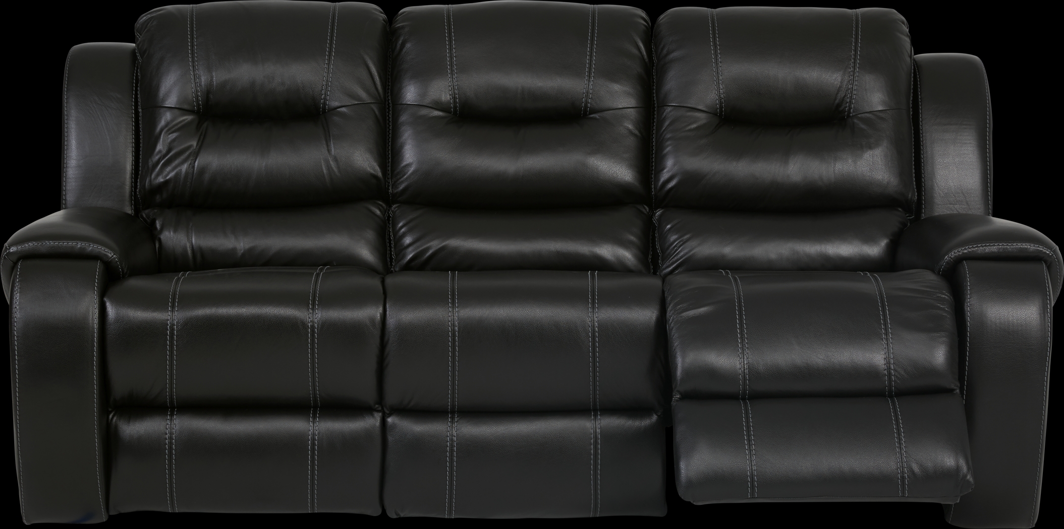 High Plains Black Leather Reclining Sofa - Thumbnail - Image 2