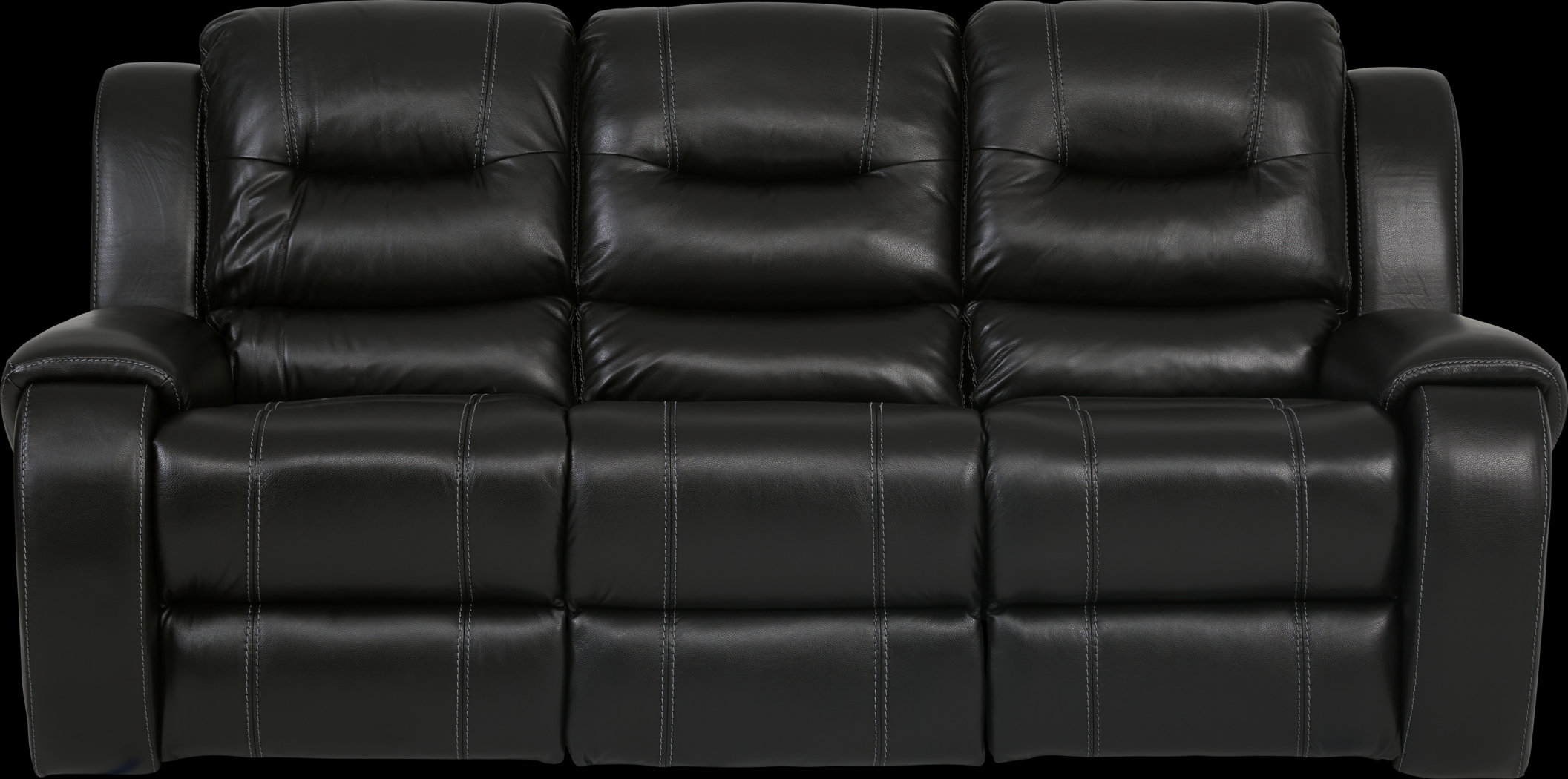 High Plains Black Leather Reclining Sofa - Thumbnail - Image 1