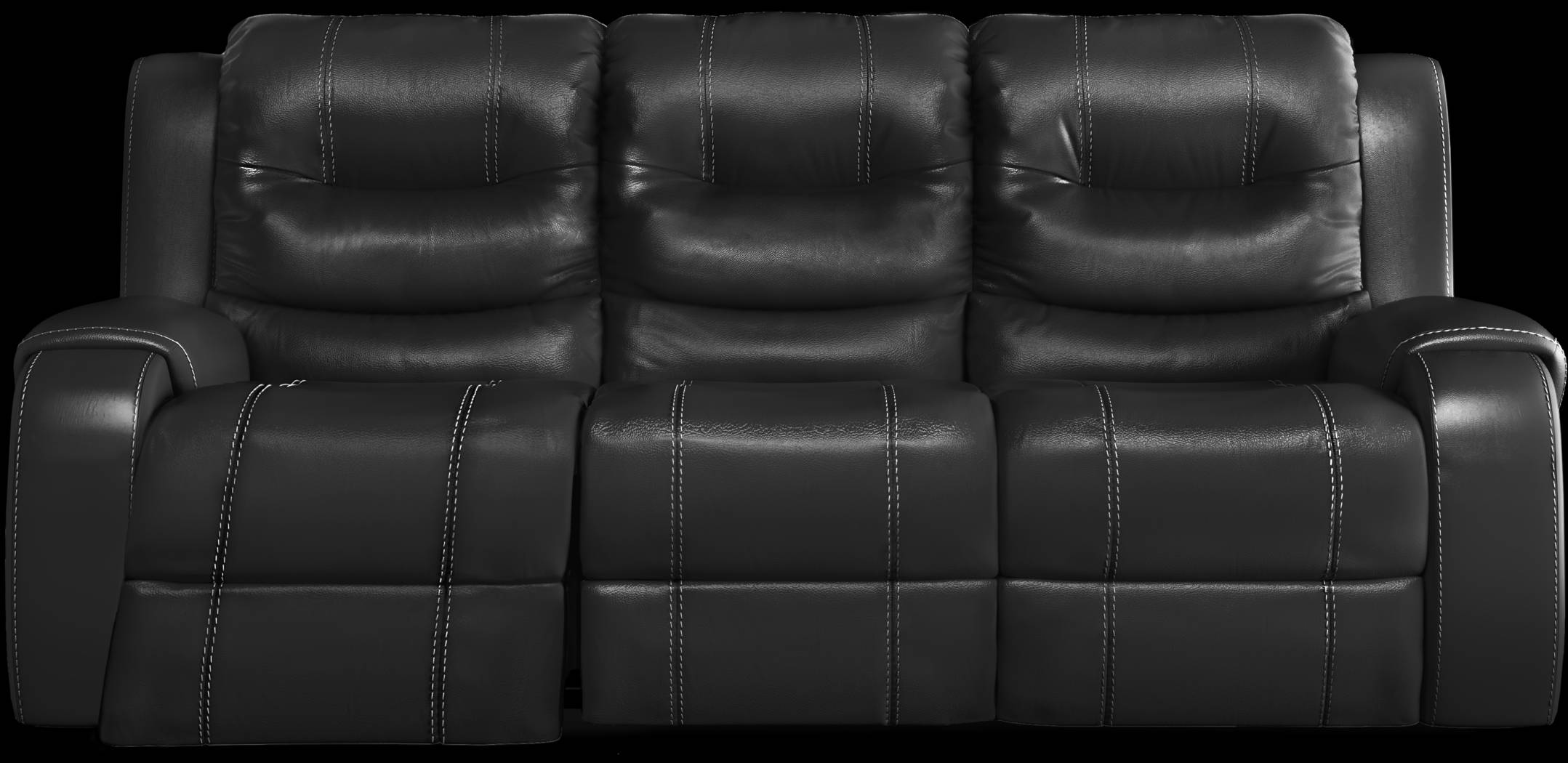 High Plains Black Leather 7 Pc Living Room with Reclining Sofa - Thumbnail - Image 3
