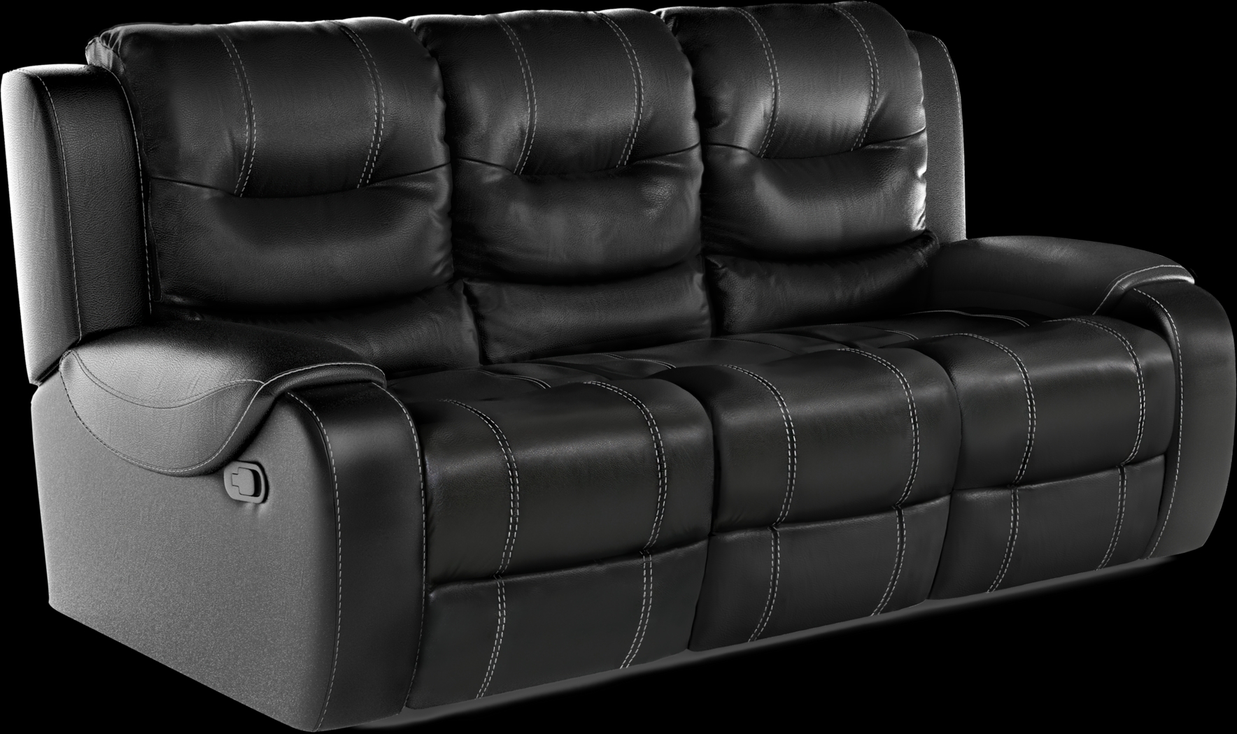 High Plains Black Leather 7 Pc Living Room with Reclining Sofa - Thumbnail - Image 4