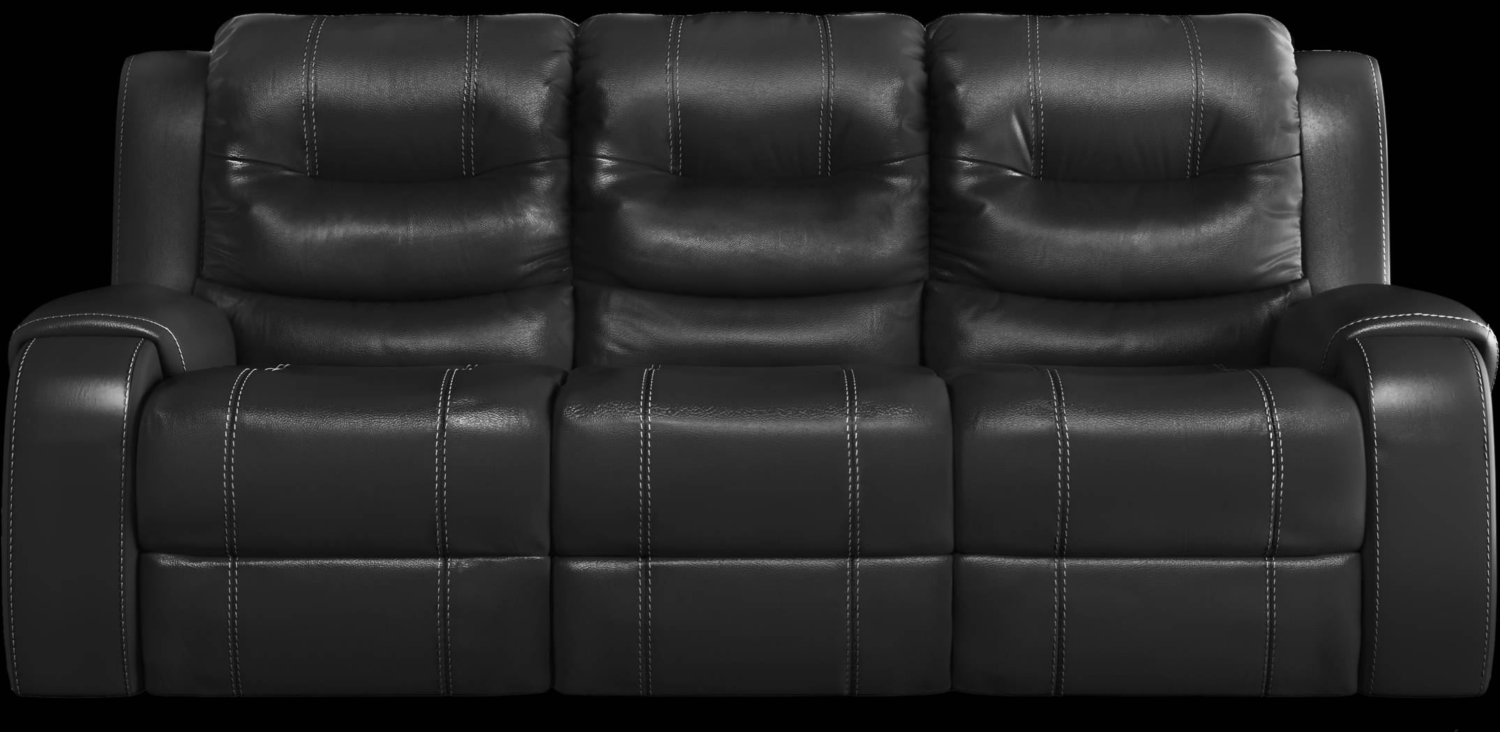 High Plains Black Leather 7 Pc Living Room with Reclining Sofa - Thumbnail - Image 2