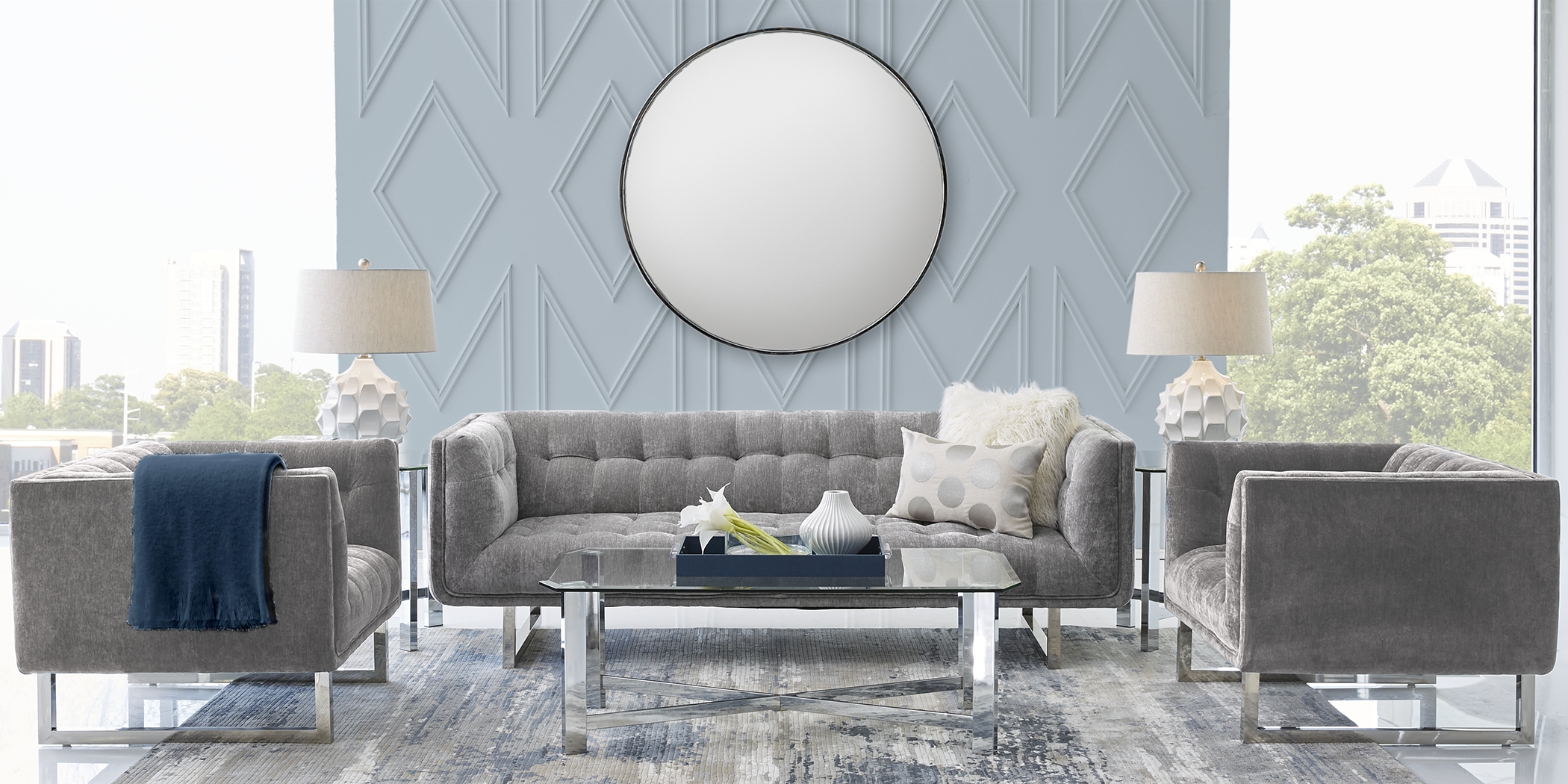High Rise Gray 8 Pc Living Room - Thumbnail - Image 1