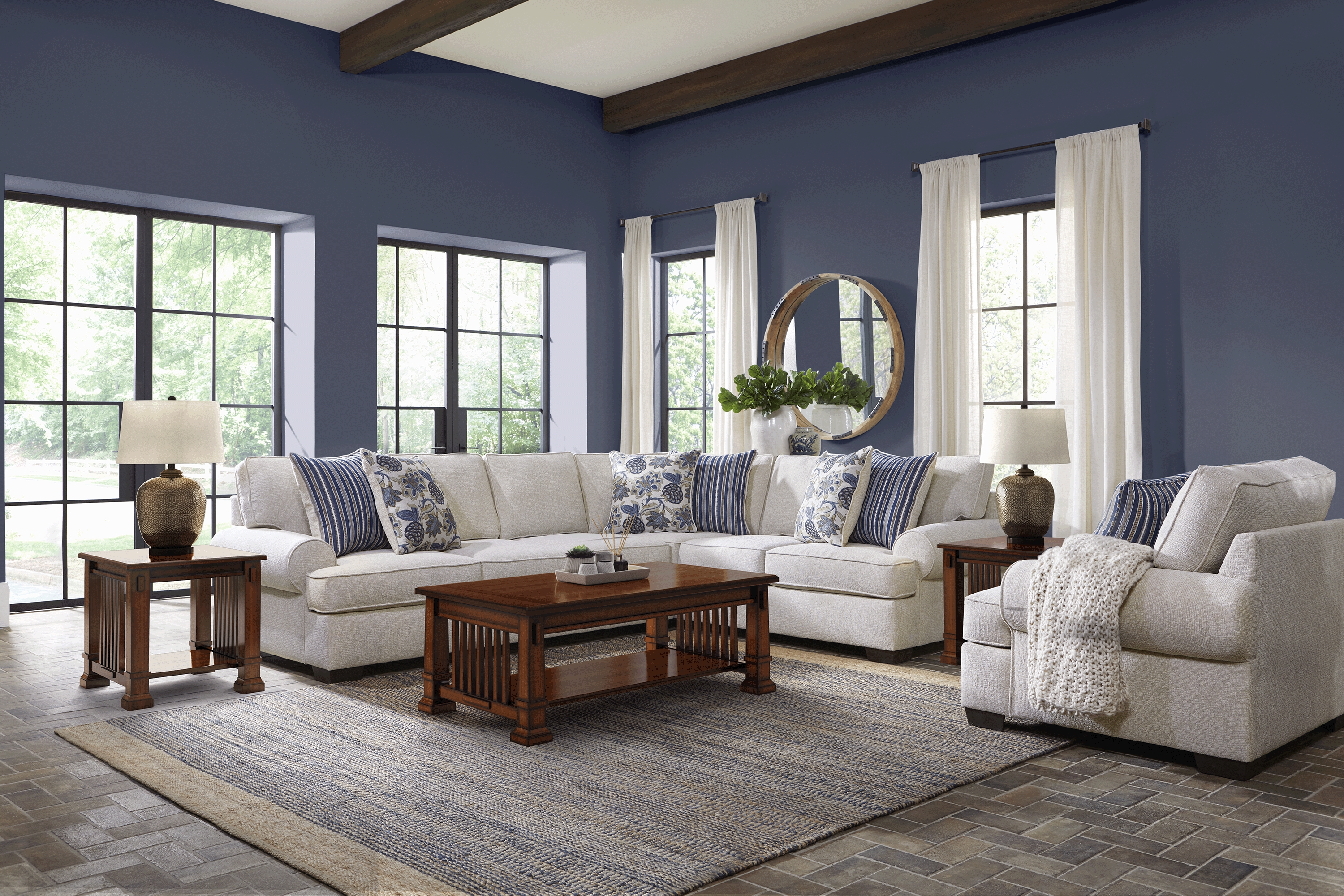 Highland Lakes Beige 5 Pc Sectional Living Room - Thumbnail - Image 1
