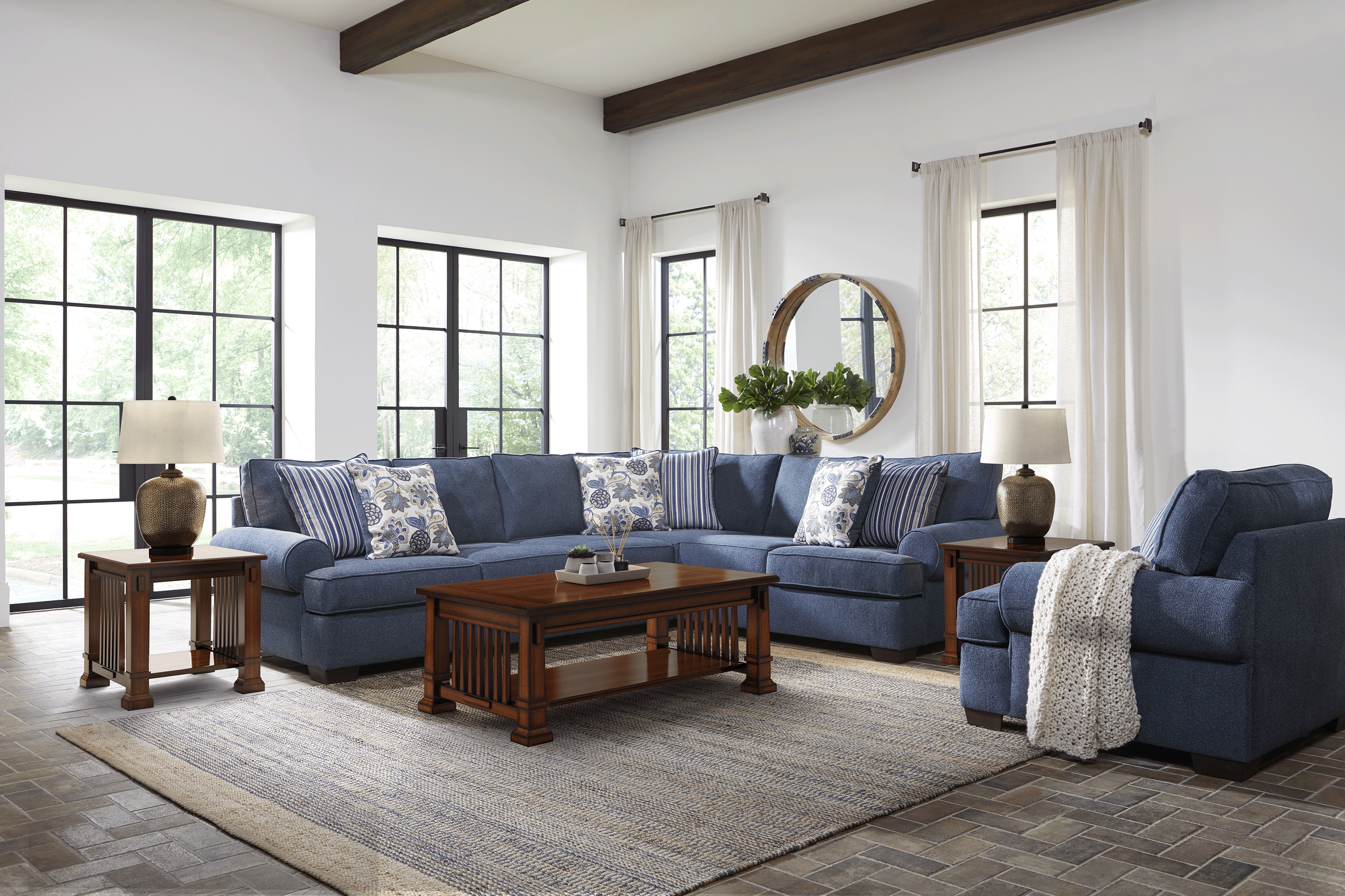 Highland Lakes Blue 2 Pc Gel Foam Sleeper Sectional - Thumbnail - Image 2