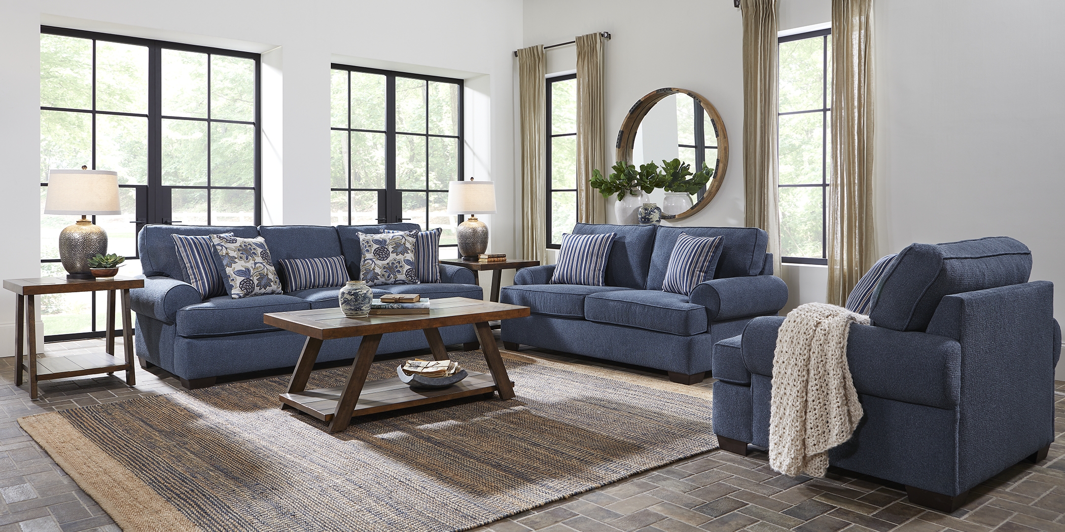 Highland Lakes Blue 8 Pc Living Room - Thumbnail - Image 1