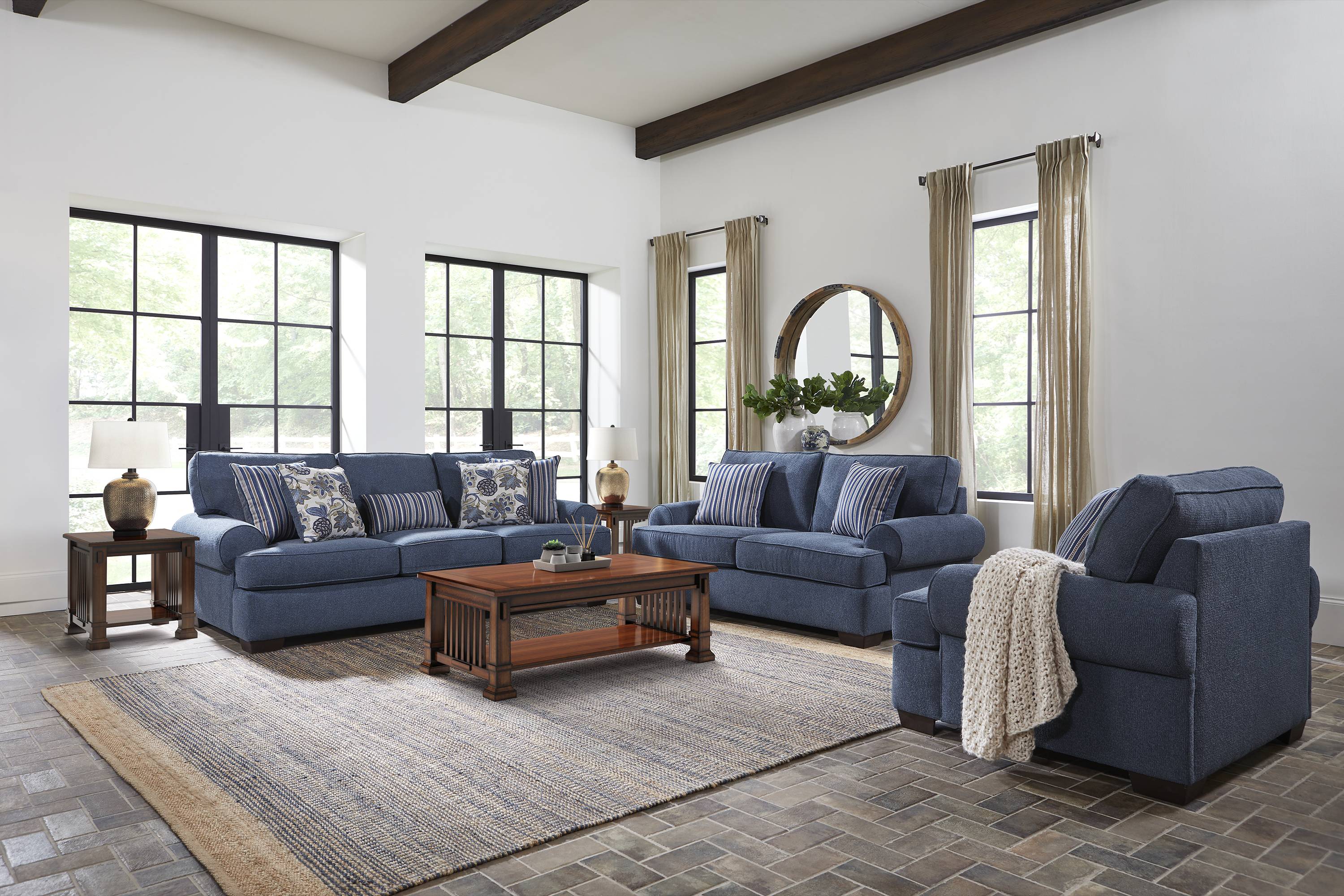 Highland Lakes Blue 8 Pc Living Room - Thumbnail - Image 1