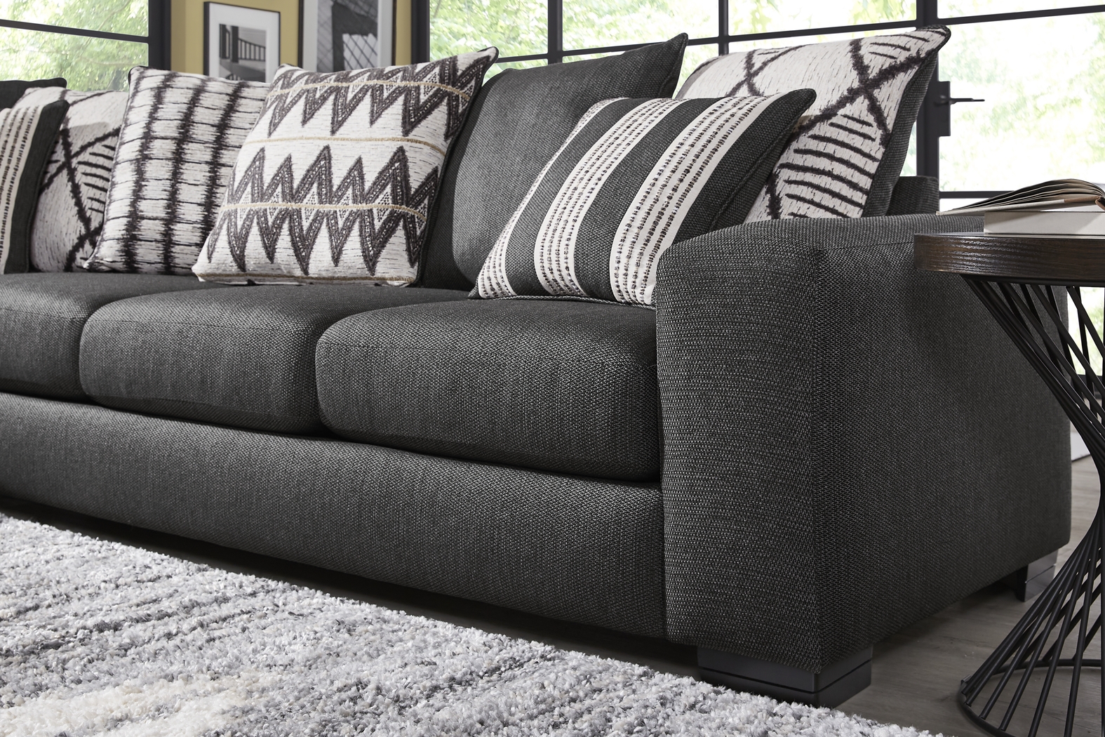 Highland Square Black 6 Pc Sectional Living Room - Thumbnail - Image 5