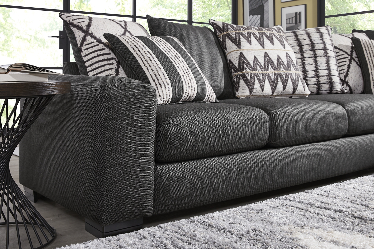 Highland Square Black 5 Pc Sectional Living Room - Thumbnail - Image 5