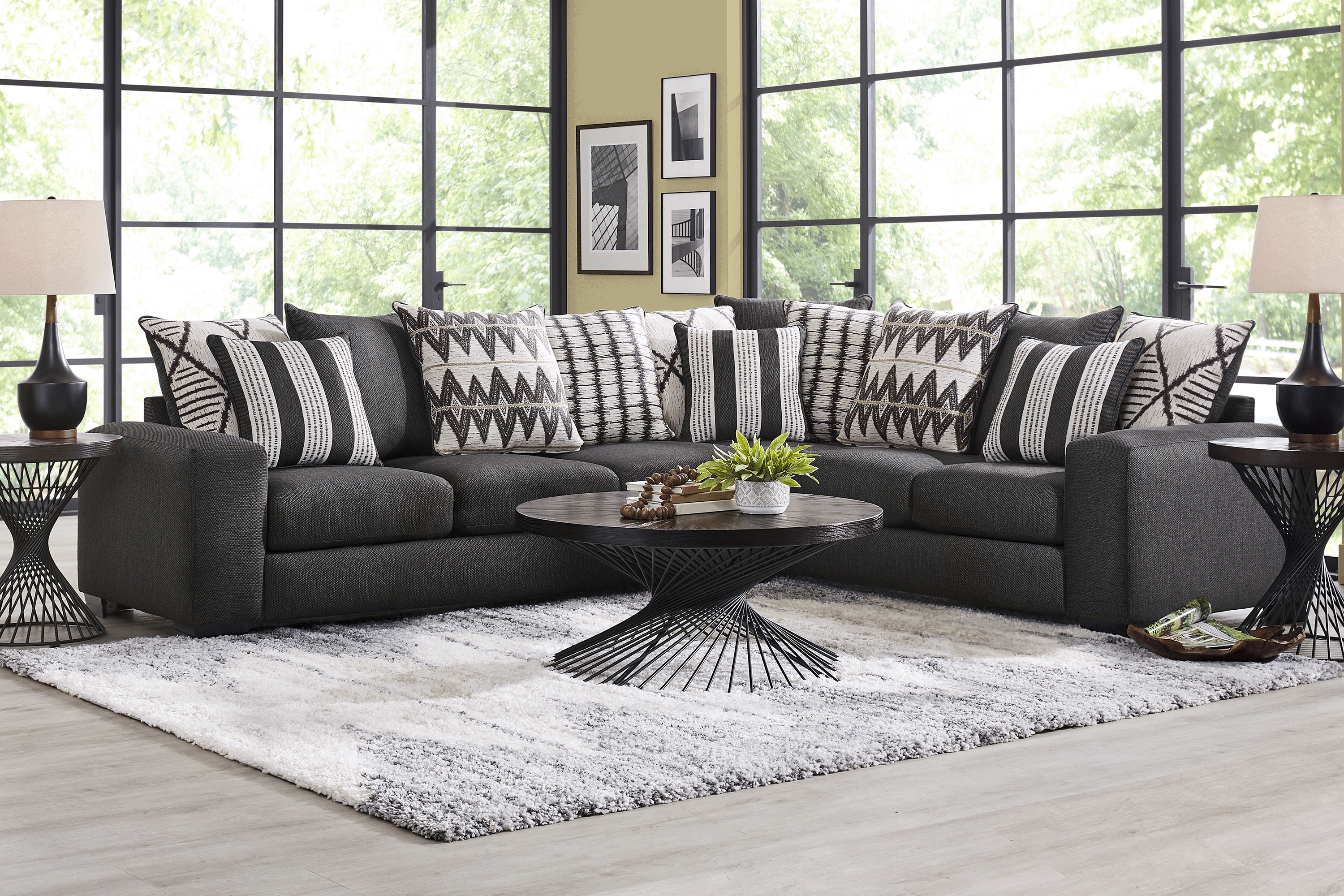 Highland Square Black 2 Pc Sectional - Thumbnail - Image 2