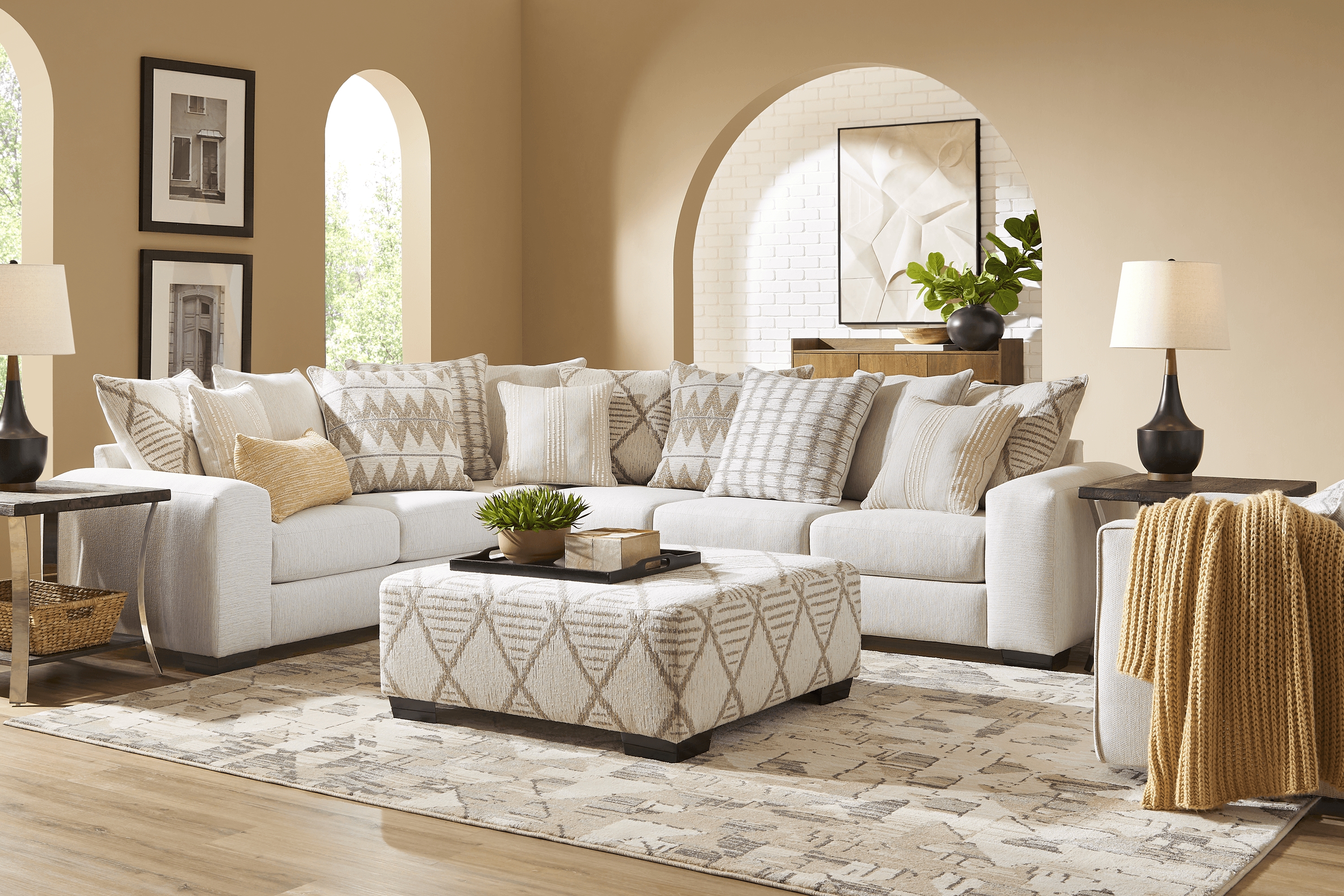 Highland Square White 2 Pc Sectional - Thumbnail - Image 2