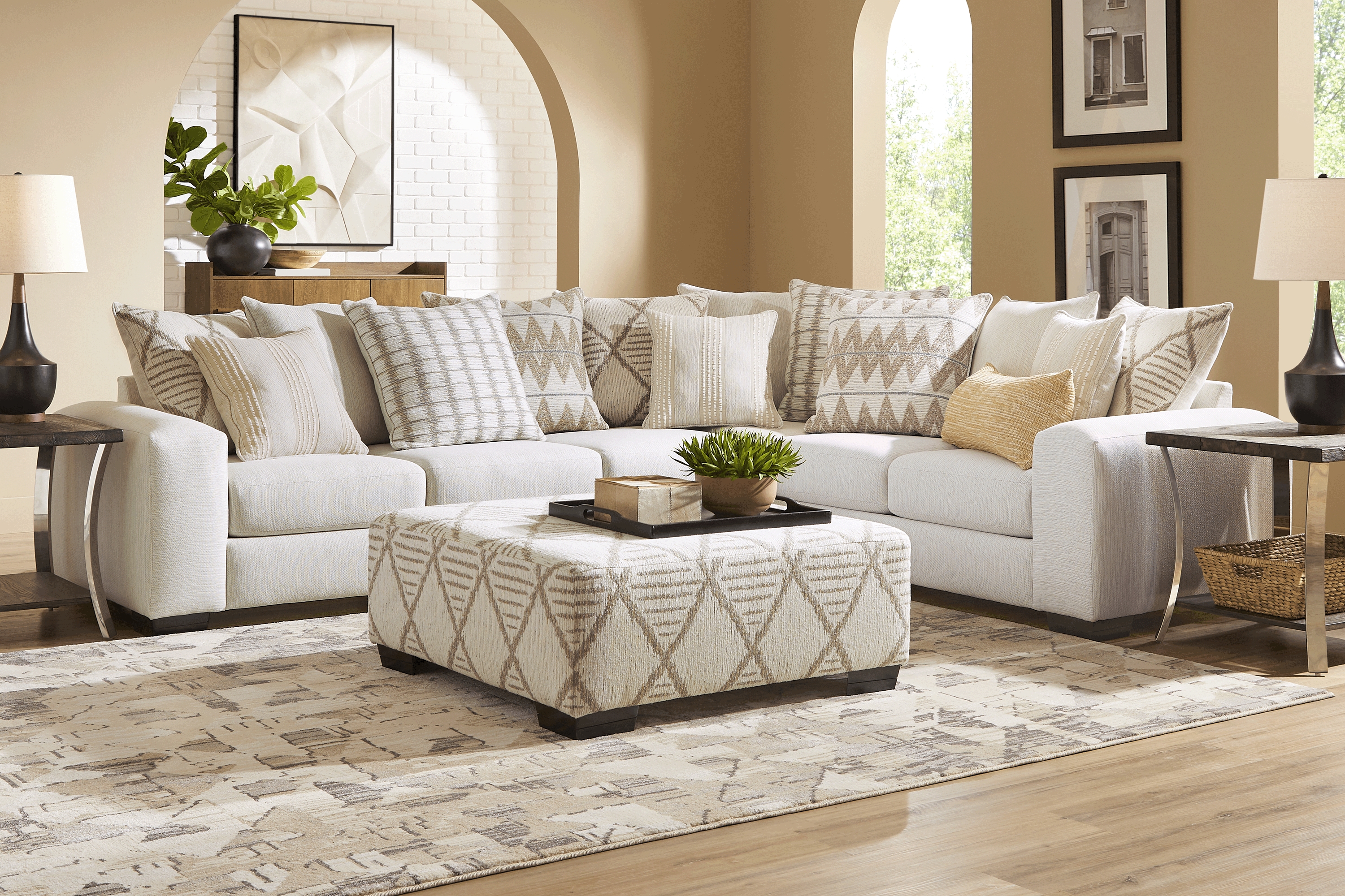 Highland Square White 2 Pc Sectional - Thumbnail - Image 2
