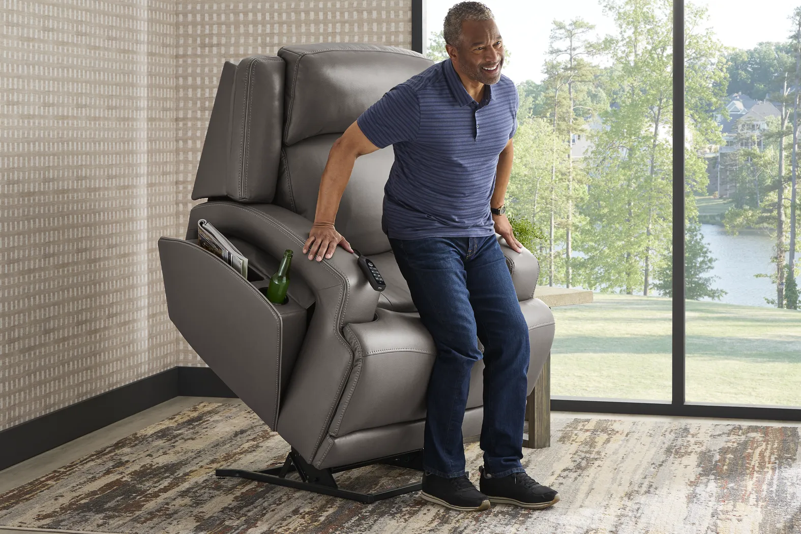 Lift Off by Shaquille O'Neal Home Charcoal Dual Power Lift Recliner - Thumbnail - Image 11