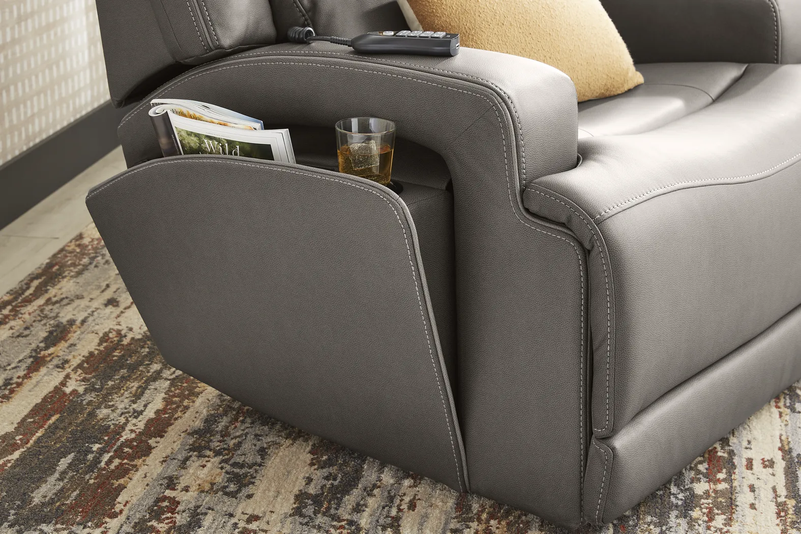 Lift Off by Shaquille O'Neal Home Charcoal Dual Power Lift Recliner - Thumbnail - Image 9