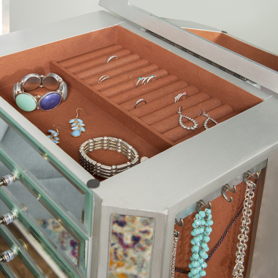 Hildreth Gray Mirrored Jewelry Armoire - Thumbnail - Image 11