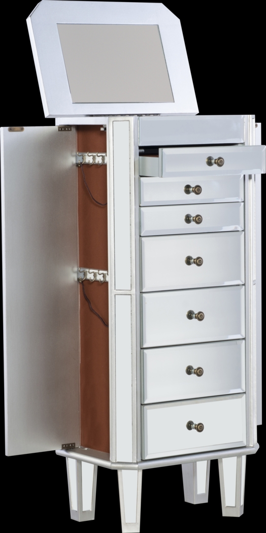 Hildreth Gray Mirrored Jewelry Armoire - Thumbnail - Image 4