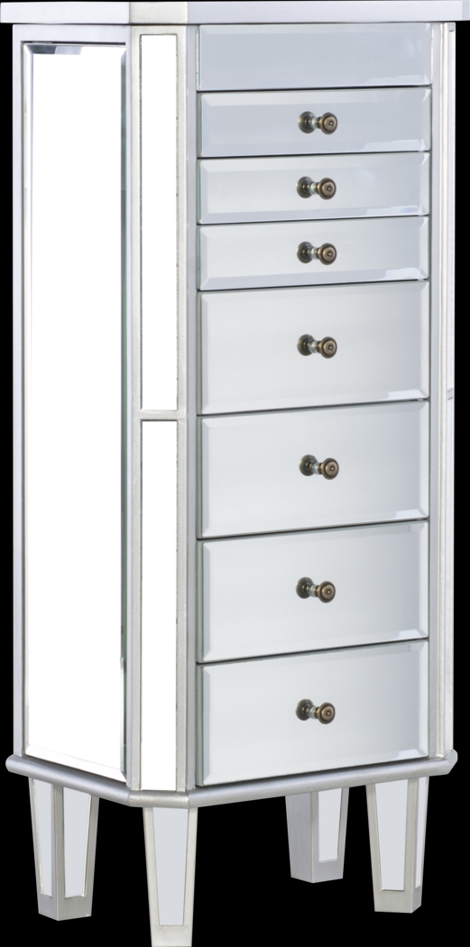 Hildreth Gray Mirrored Jewelry Armoire - Thumbnail - Image 1