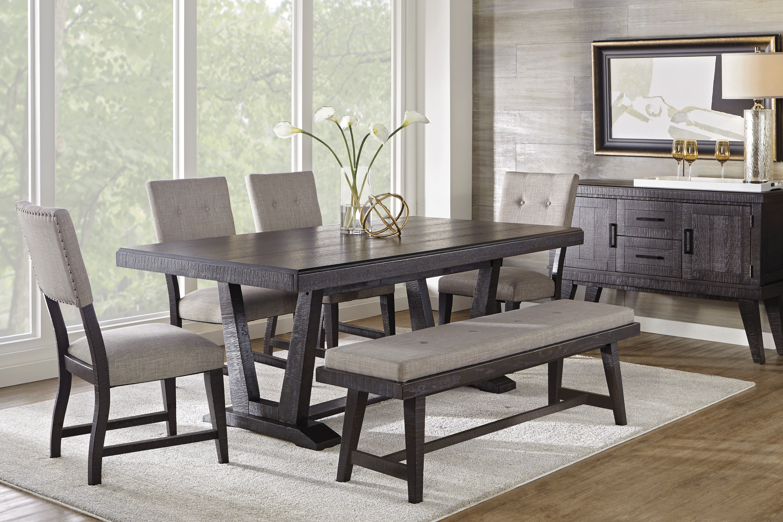 Hill Creek Black 6 Pc Rectangle Dining Room - Thumbnail - Image 1