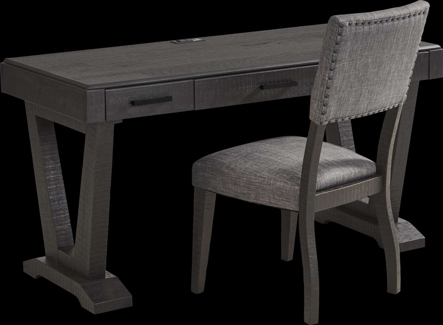 Hill Creek Black Desk and Chair - Thumbnail - Image 1