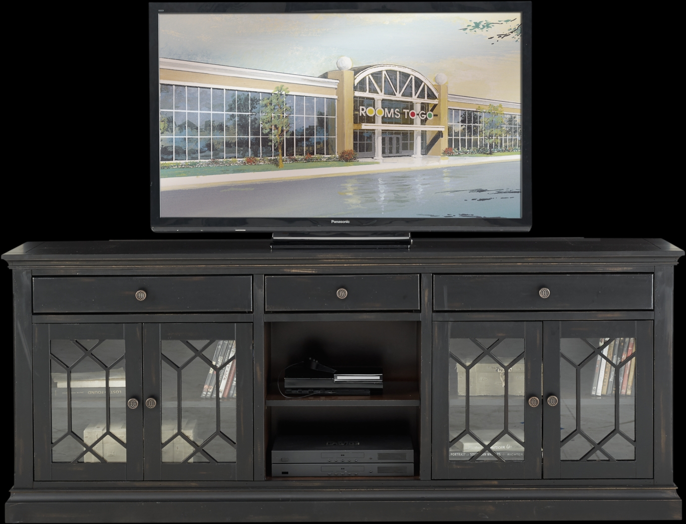 Hill Town Black 80 in. Console - Thumbnail - Image 1