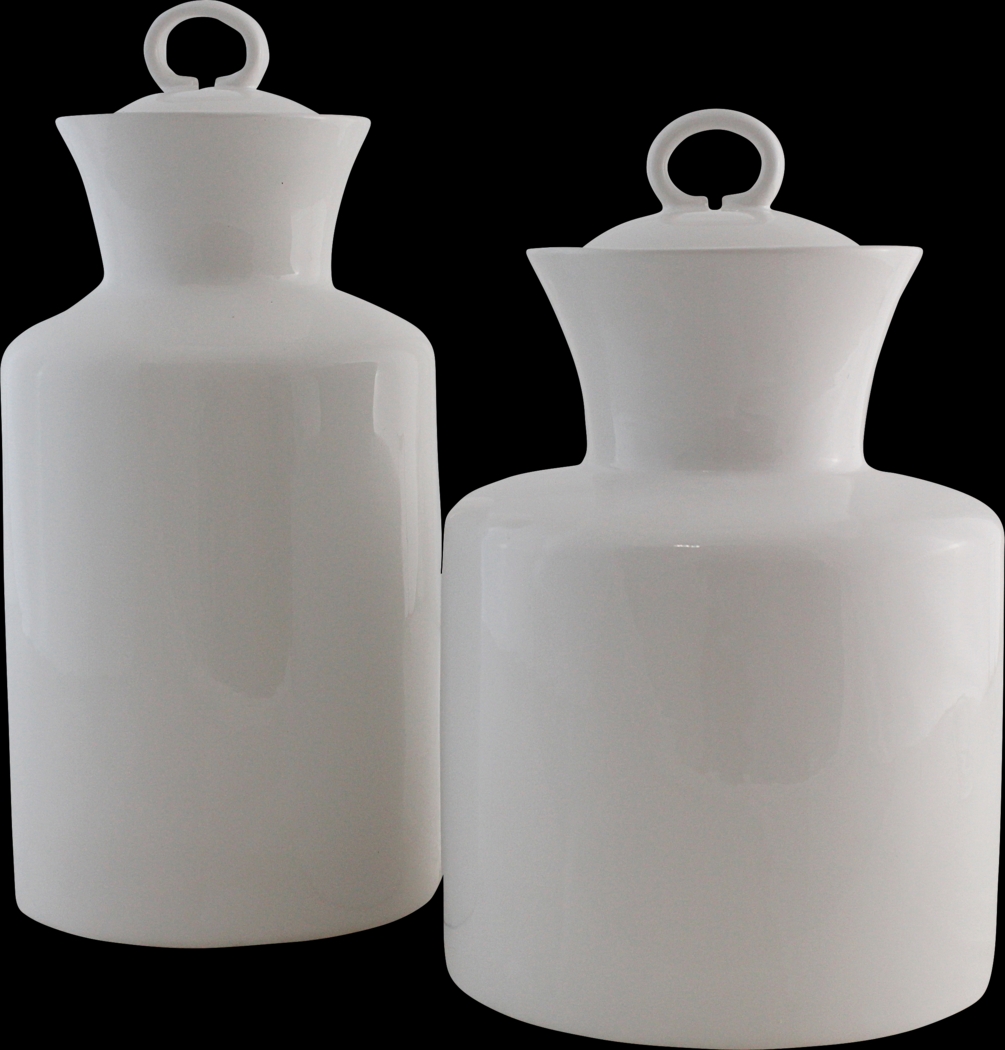 Hillda White Canister Set of 2 - Thumbnail - Image 1