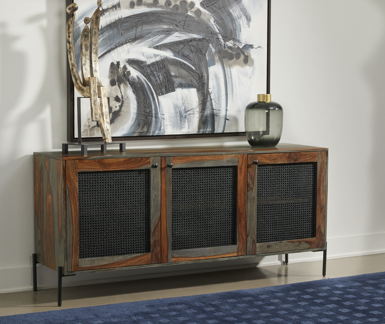 Hillindale Brown 3 Door Credenza - Thumbnail - Image 2