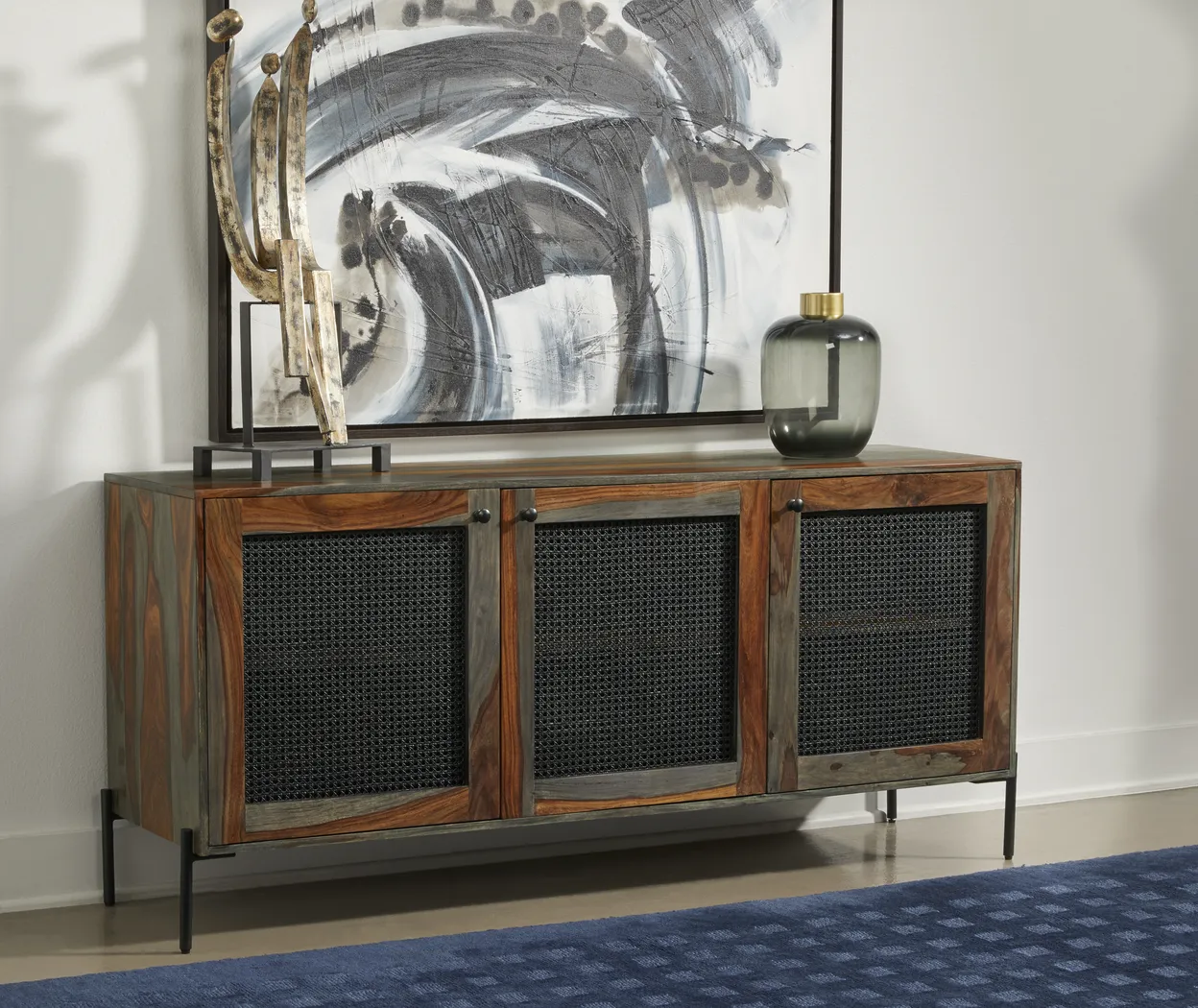 Hillindale Brown 3 Door Credenza - Thumbnail - Image 2