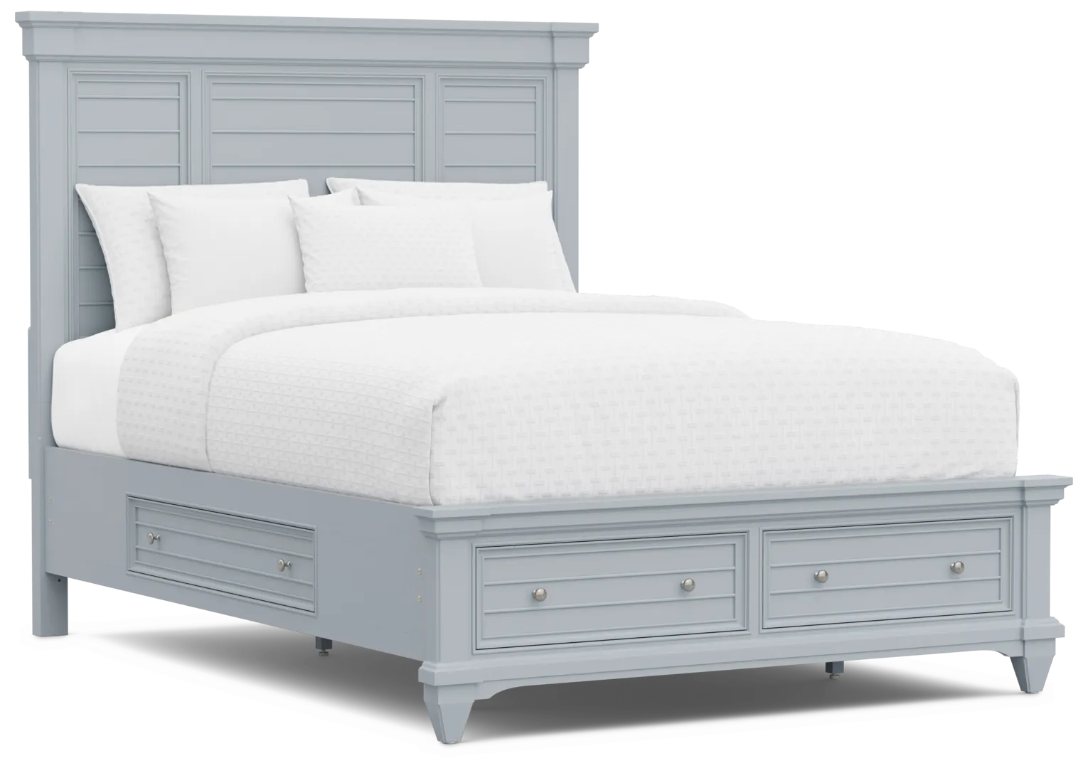 blue 3 pc queen storage bed