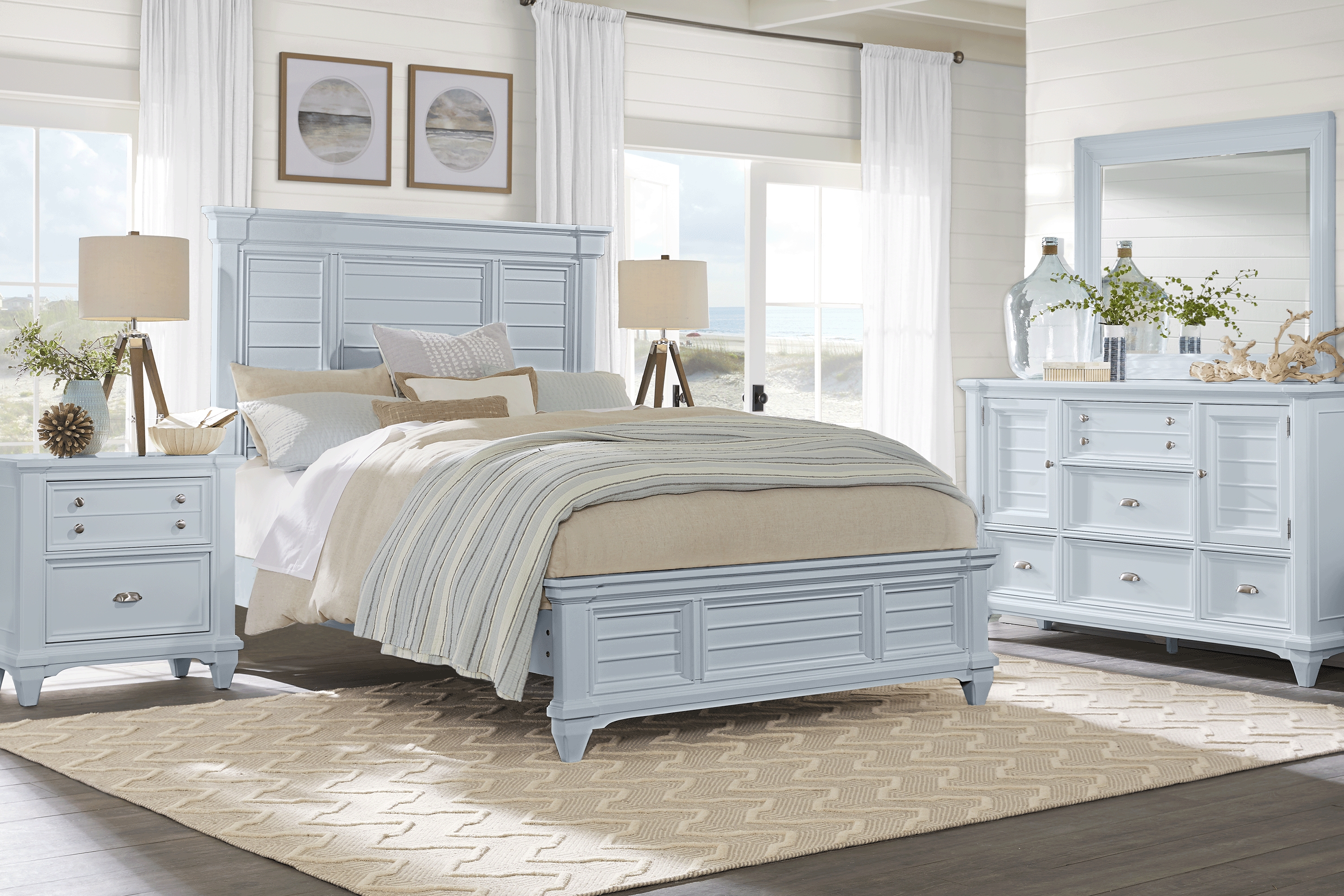 Hilton Head Blue 5 Pc Queen Panel Bedroom - Thumbnail - Image 1