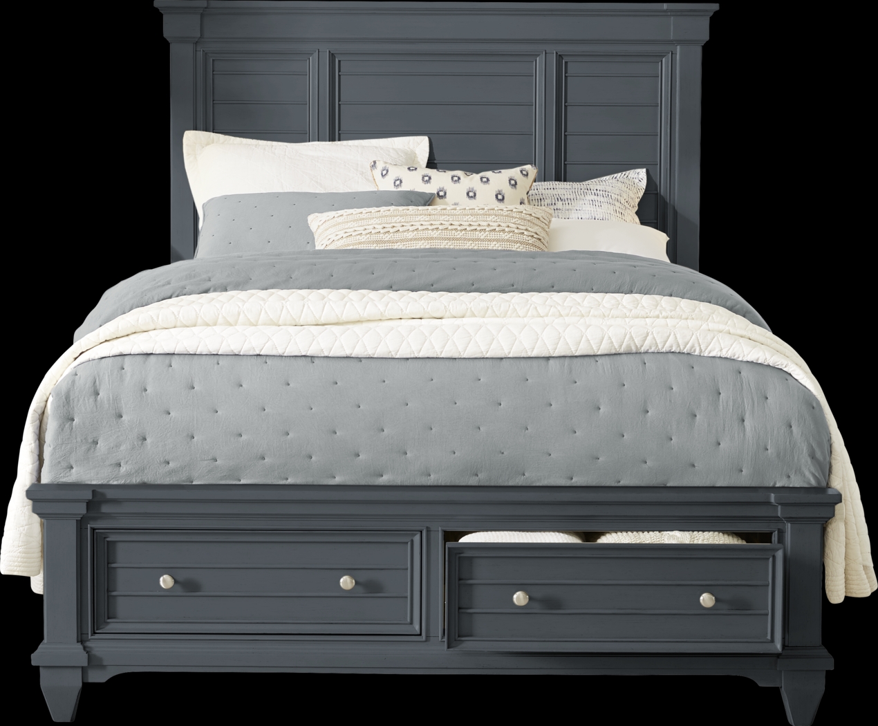 Hilton Head Graphite 3 Pc Queen Panel Bed with Storage - Thumbnail - Image 1
