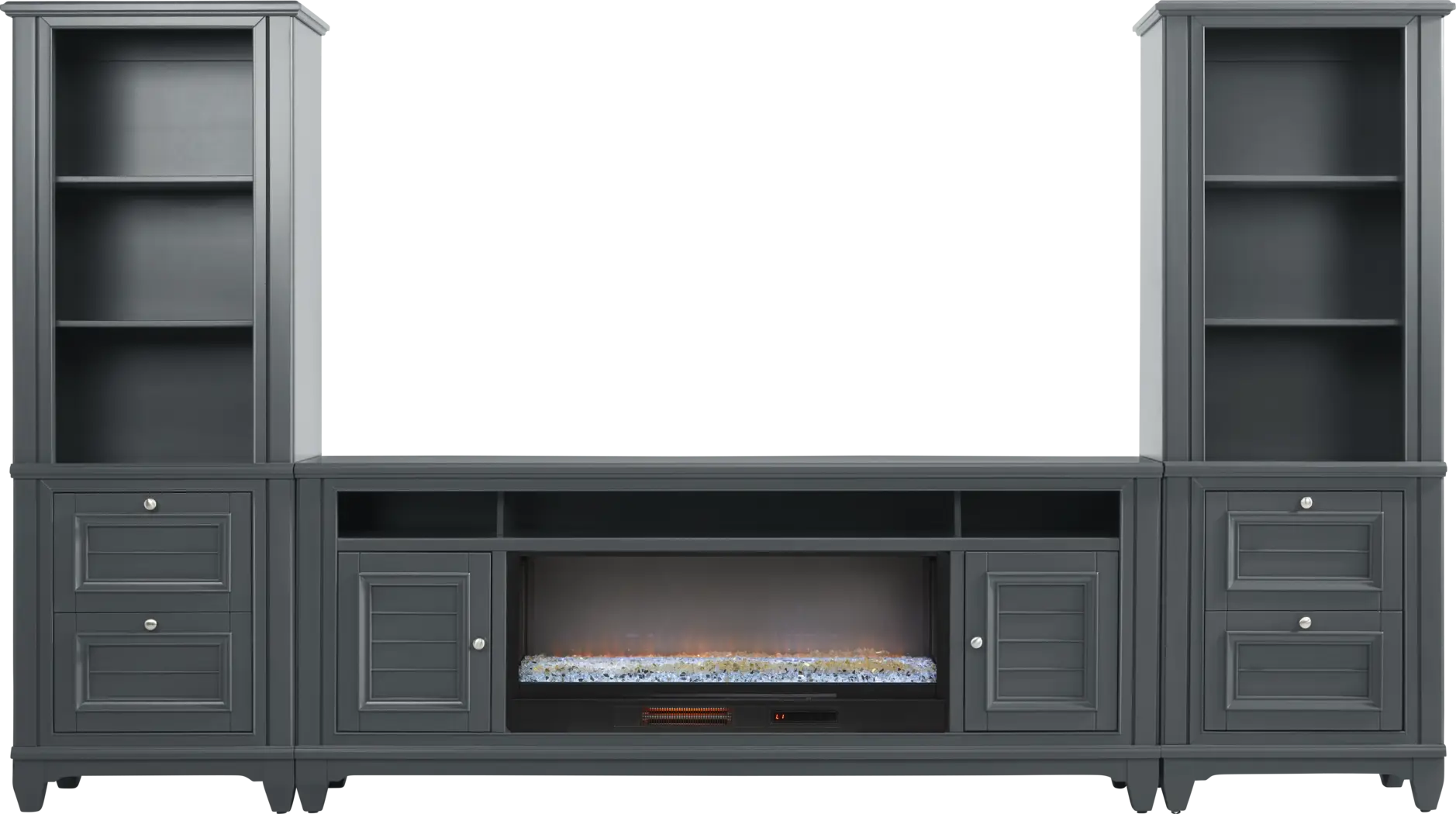 Hilton Head Graphite 4 Pc Wall Unit with 82 in. Console and Electric Fireplace - Thumbnail - Image 1