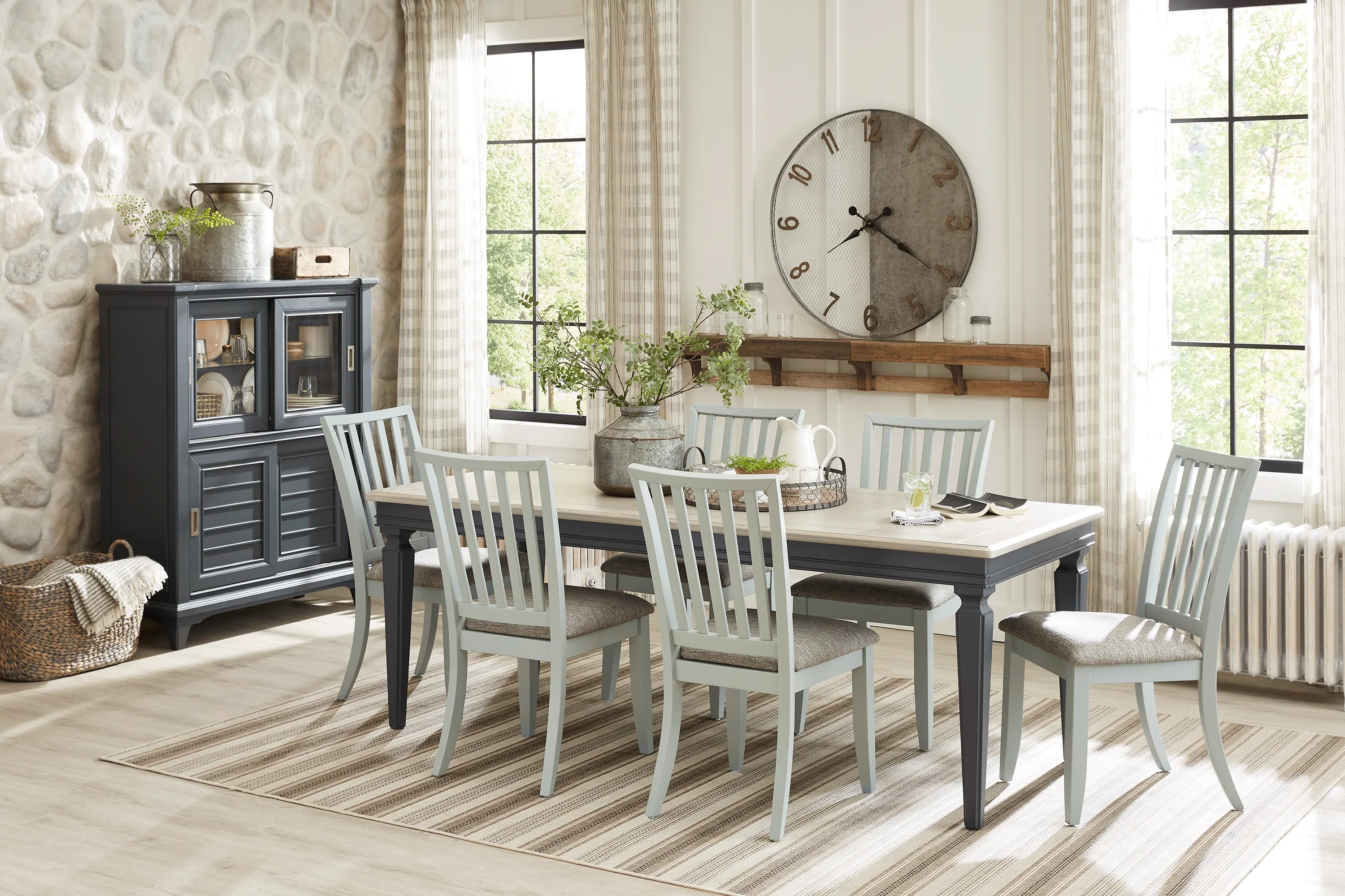 Hilton Head Graphite 5 Pc Dining Room with Mint Side Chairs - Thumbnail - Image 1