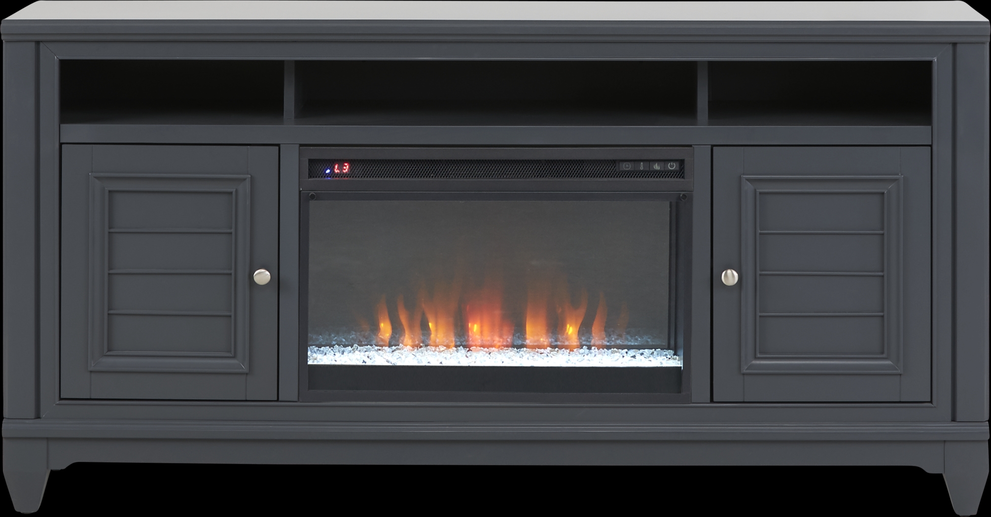 Hilton Head Graphite 66 in. Console with Electric Fireplace - Thumbnail - Image 1
