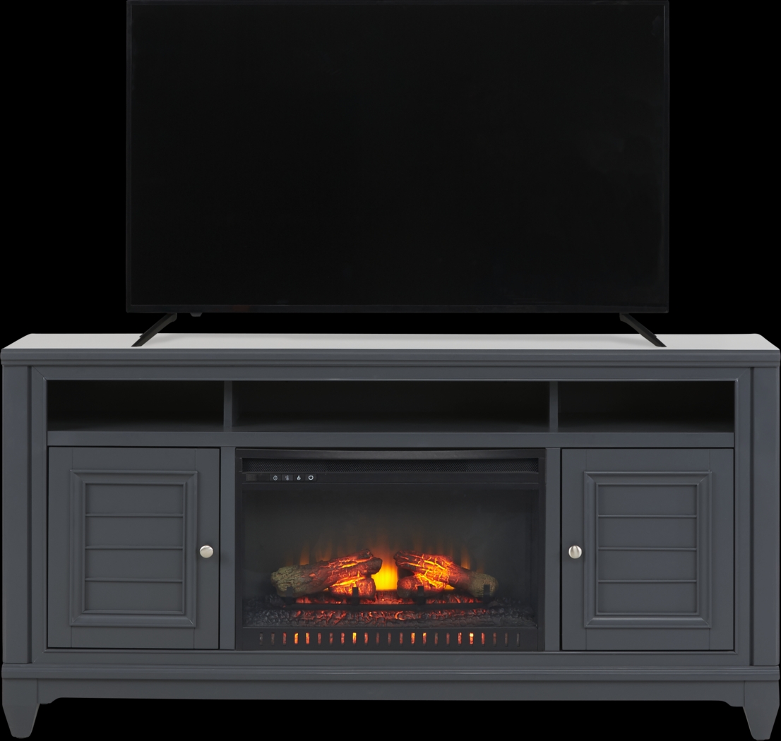 Hilton Head Graphite 66 in. Console with Electric Log Fireplace - Thumbnail - Image 2